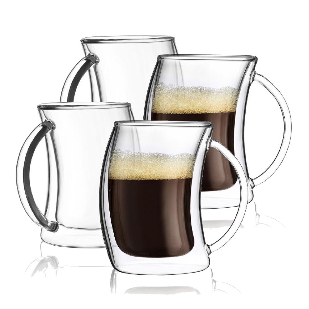Espresso Cups Set Of 2, Insulated Espresso Shot Glass 4.3 OZ, Clear Glass  Expresso Coffee Cup with Handle, Borosilicate Espresso Accessories, Small  Coffee Cups for Espresso Machine, Tea Cup