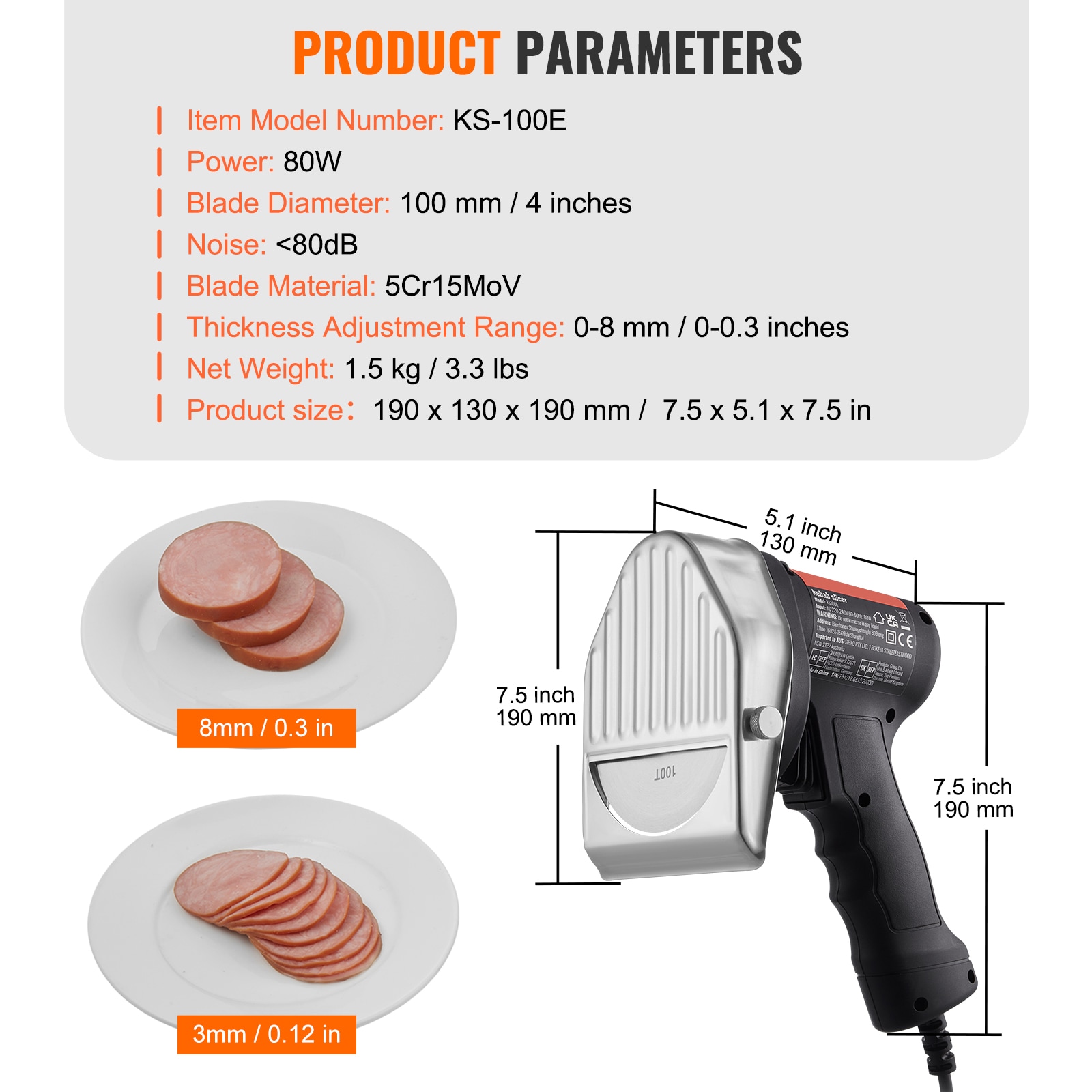 VEVOR SCTEQKRDW80W03254V1 Food-Slicers - View #7