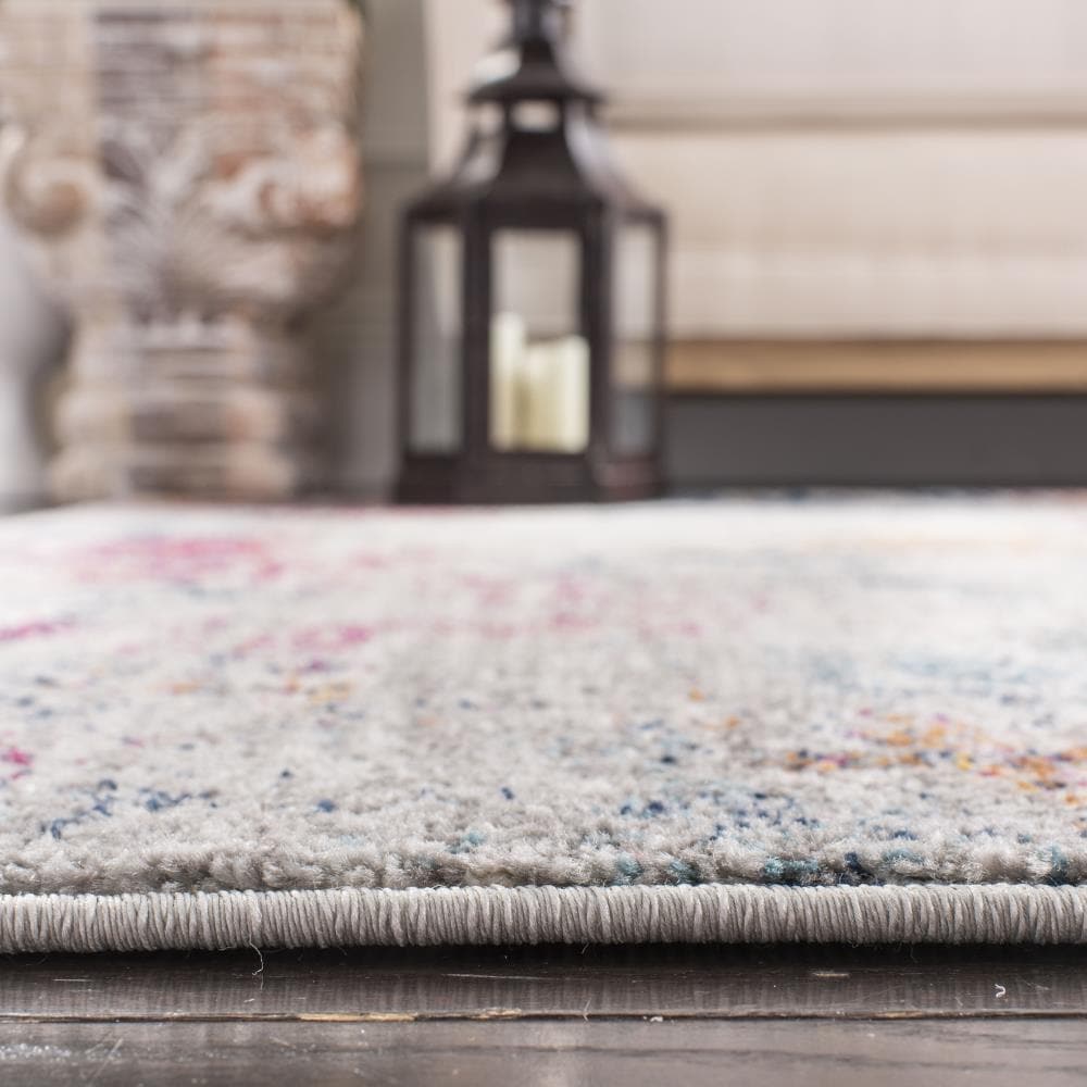 Gray and Fuchsia Synthetic Flat Woven 6' x 9' Area Rug