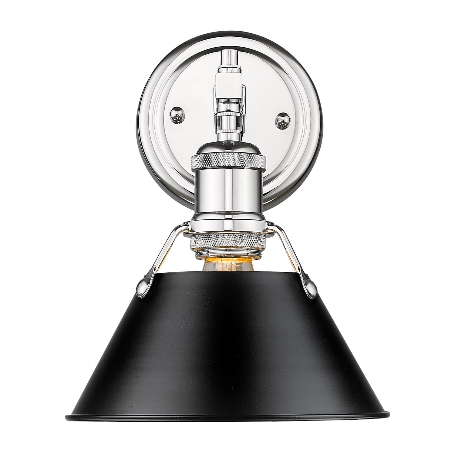 Golden Lighting 3306-BA1 CH-BLK Orwell 7.5-in 1 -Light Polished Chrome Industrial Vanity light