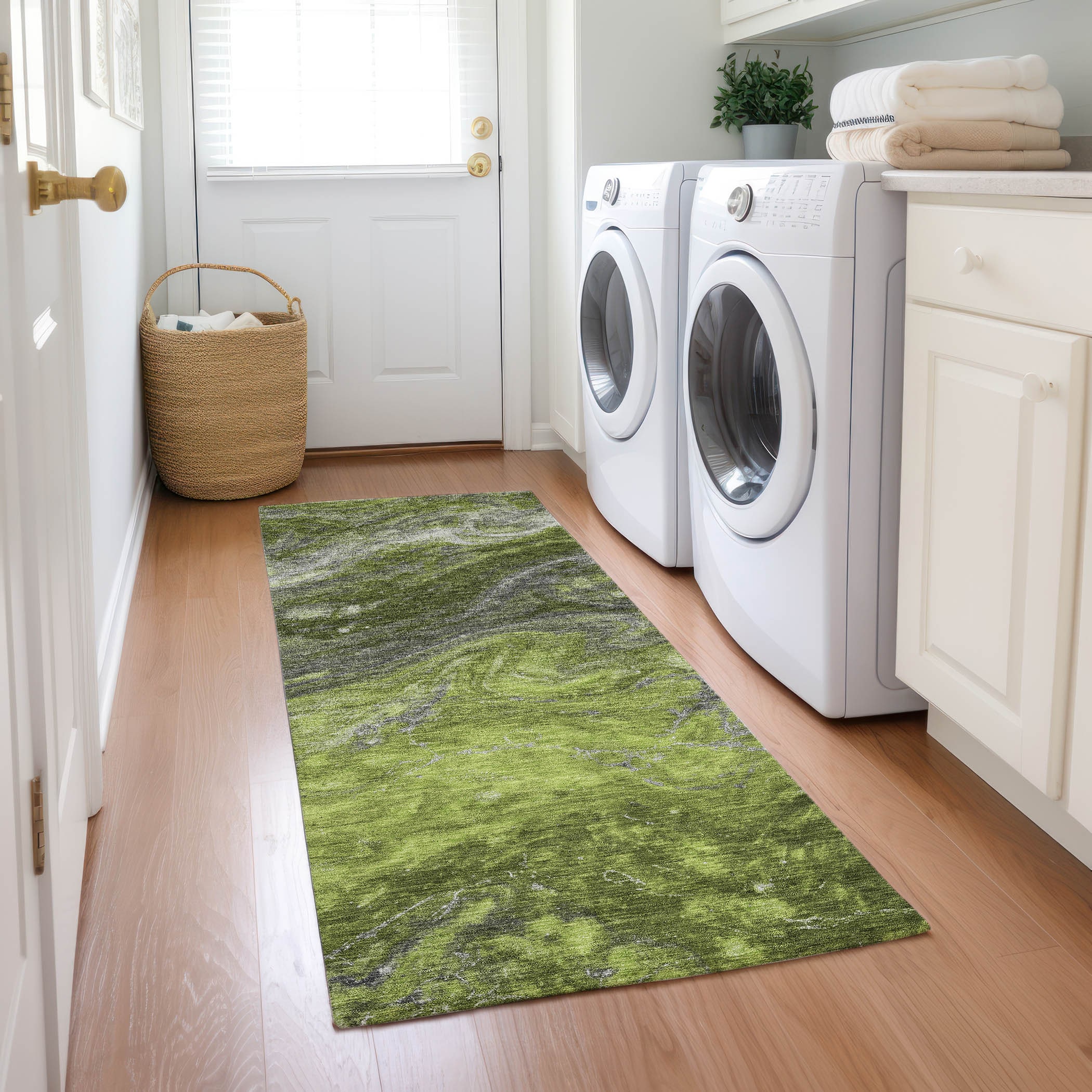 Addison Rugs ACN599GE2X8 Chantille ACN599GE 2 x 7 (ft) Polyester Green Rectangular Indoor/Outdoor Abstract Machine washable Runner rug