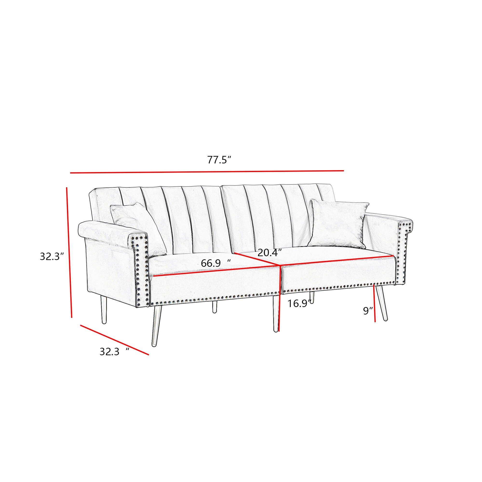 JASMODER 32.3-in Modern White Velvet Sofa at Lowes.com