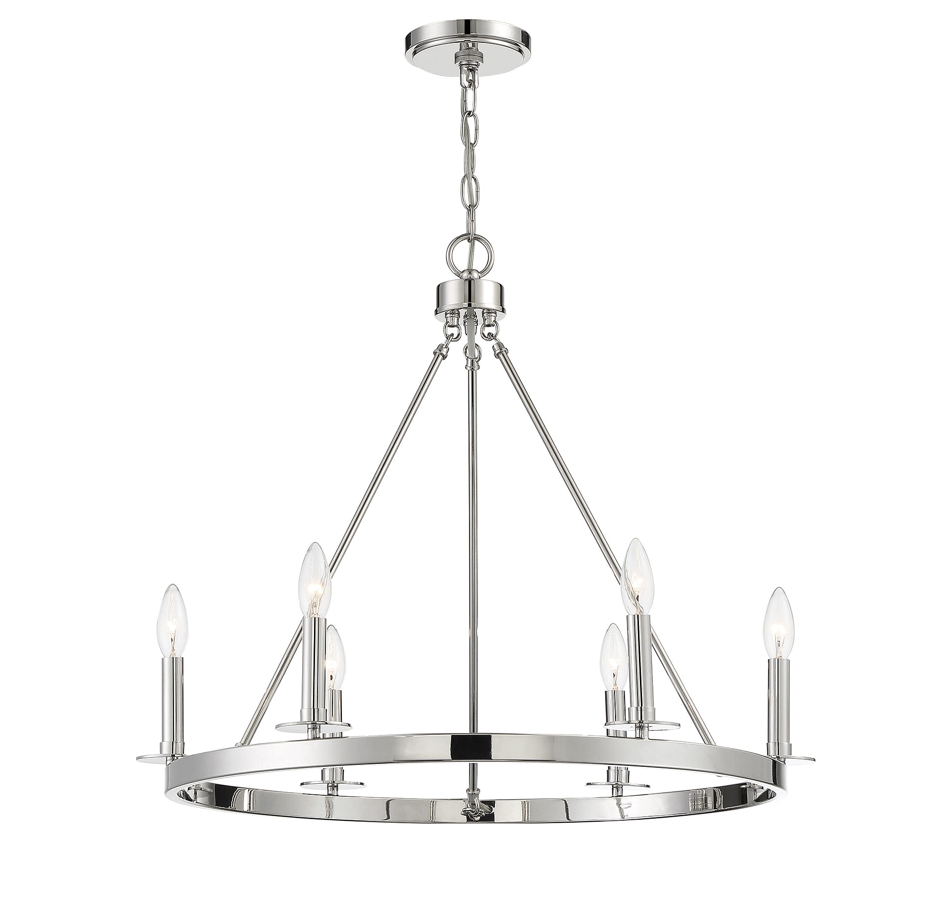 Meridian Lite Trends M10093PN Meridian 6 -Light Polished Chrome Transitional For Use in Bedrooms, Dining Rooms, Foyers, Kitchens, Living Rooms Chandelier