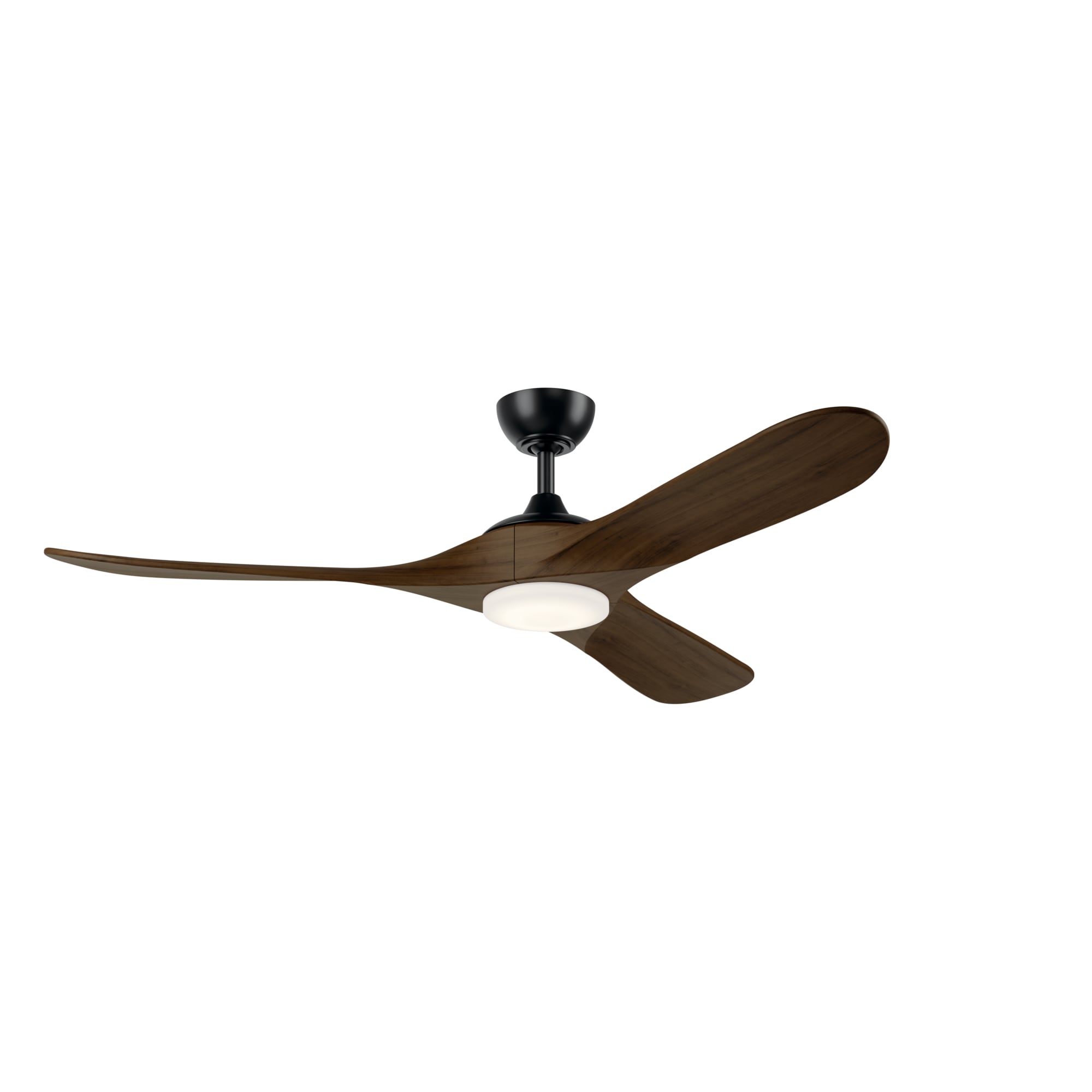 Kichler 310560SBK Mylo 60-in Color-Changing Integrated LED Outdoor Satin Black with Aged Walnut Blades Ceiling Fan With Light - Remote Included ( 3 -Blade )