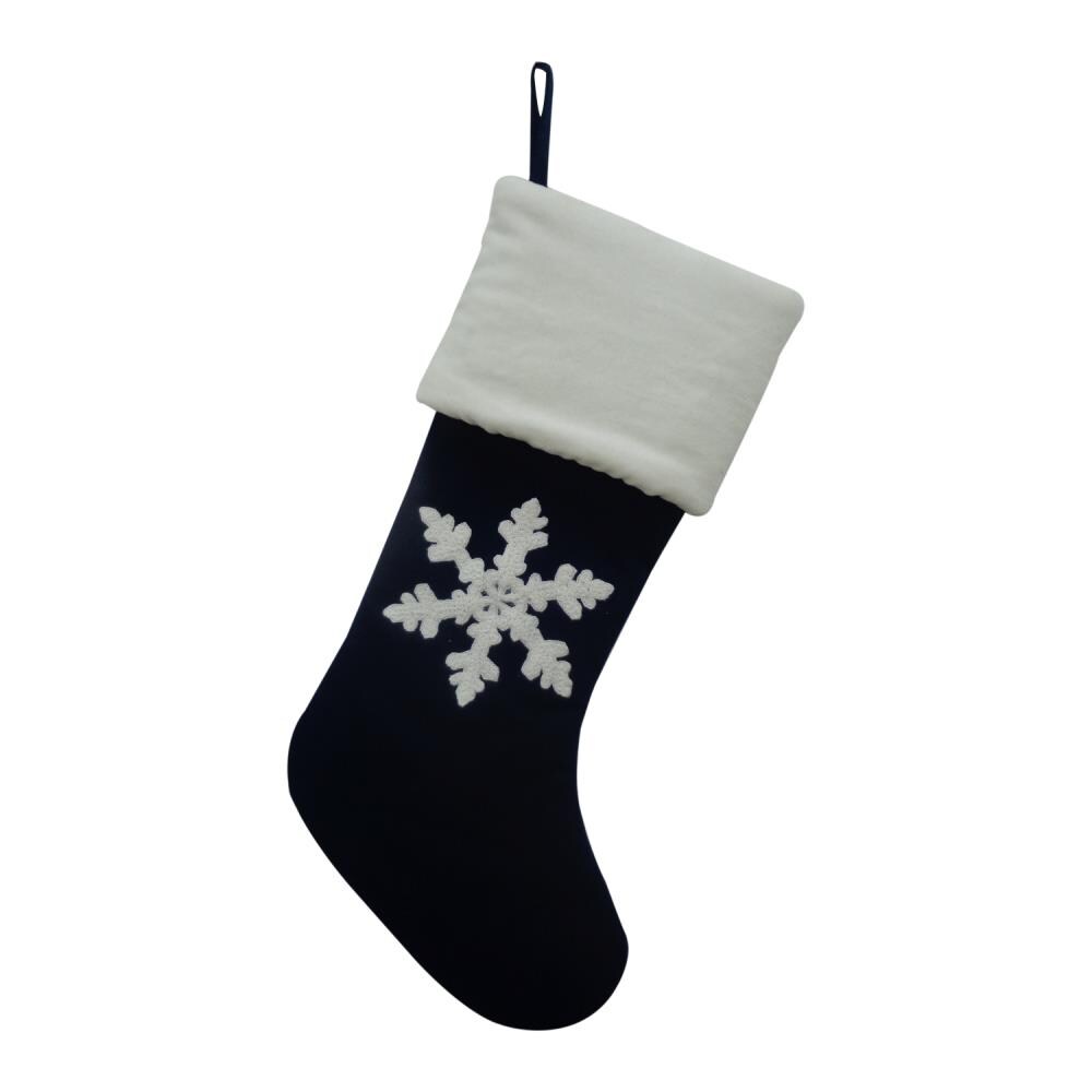 Holiday Living 19-in Blue Embroidered Christmas Stocking at Lowes.com