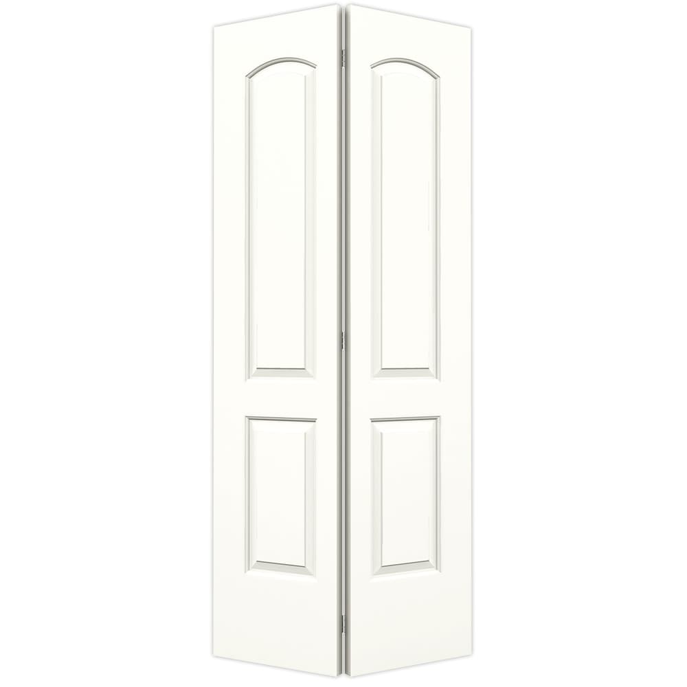 JELD-WEN Caiman 36-in x 80-in Modern White 2-panel Round Top Smooth Hollow Core Prefinished Molded Composite Closet Bifold Door (Hardware Included) -  LOWOLJW160100049