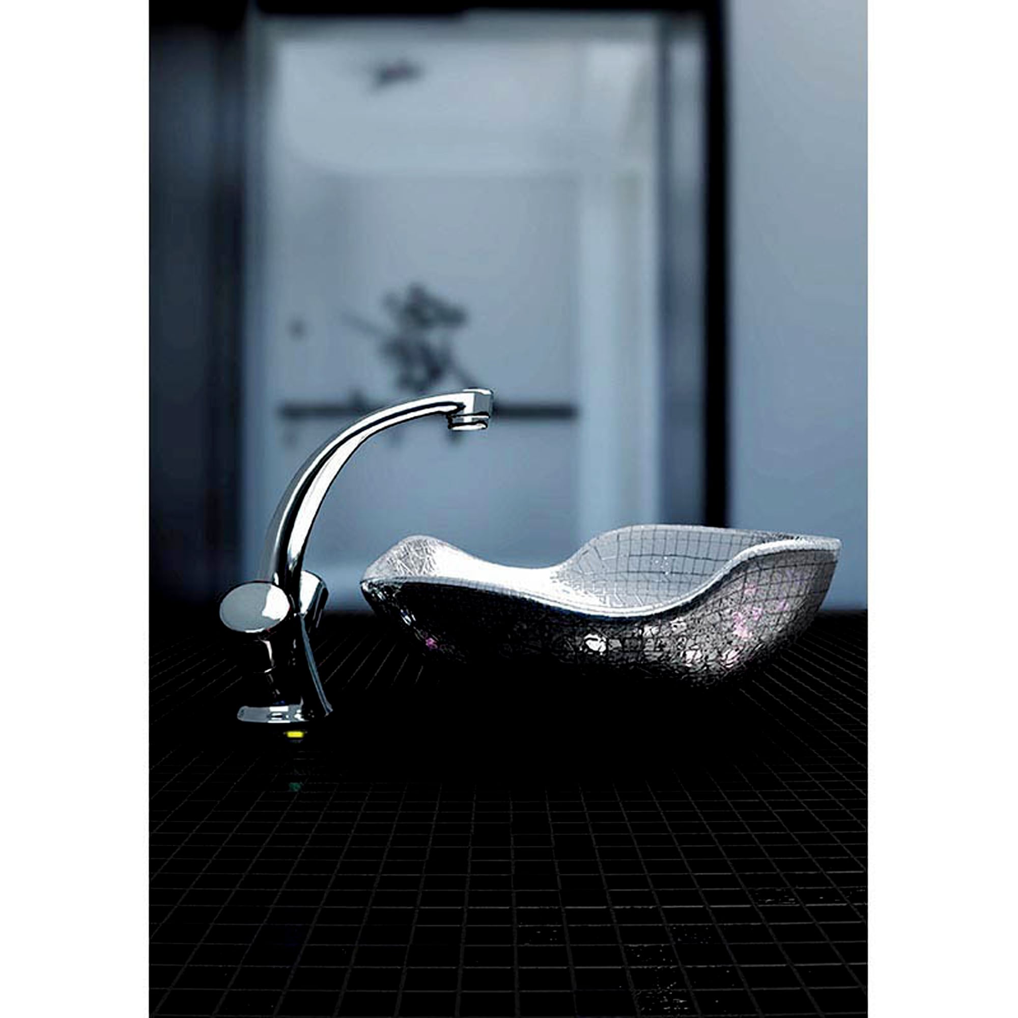 Skosh Glossy Black Glass Mosaic Wall and Floor Tile