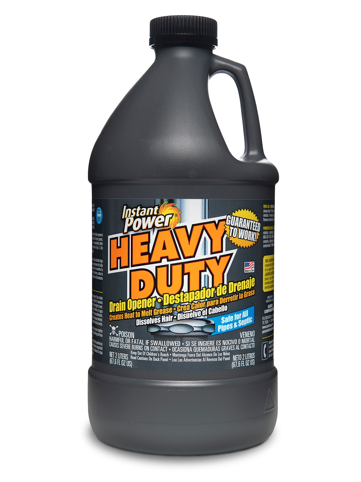 Instant Power Heavy Duty Drain Opener 2 Lt - 67.6 oz Liquid Drain Cleaner  for All States - Safe for Septic Tanks - Cleans Pipe Walls - 20x More  Effective in the