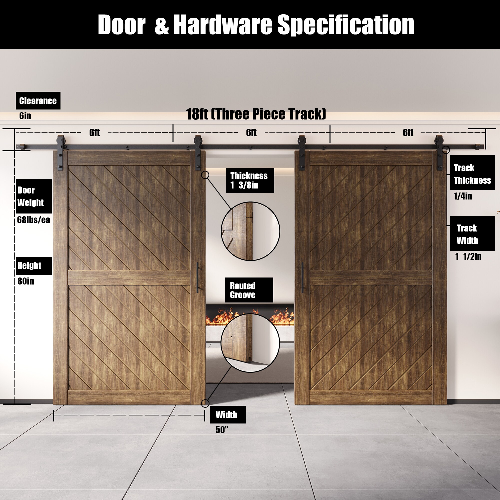 HOMACER YT2H216C-XT2-5080-WA Barn-Doors - View #2