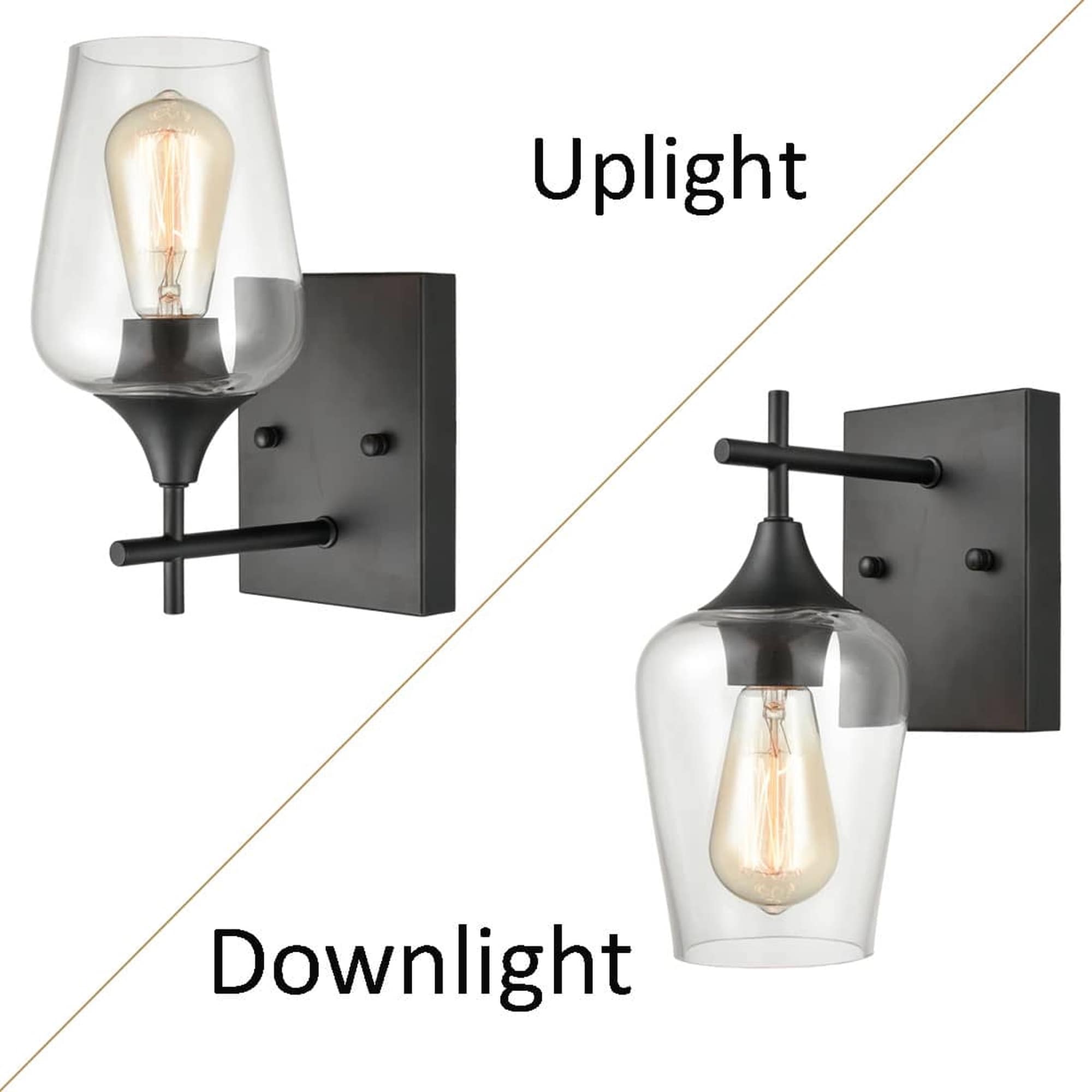 Matte Black Clear Glass Industrial Wall Sconce