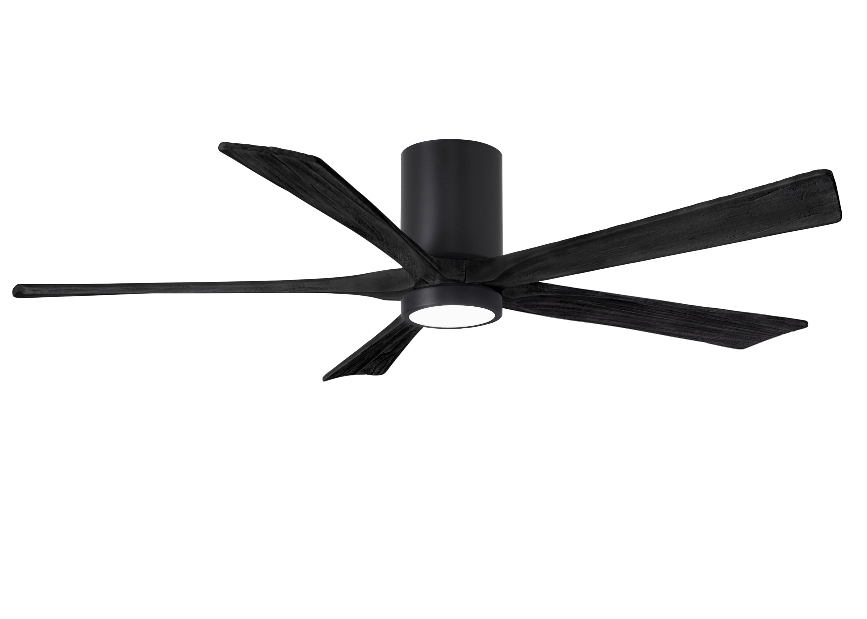 Matthews Fan Company IR5HLK-BK-BK-60 Irene-5HLK 60-in Color-Changing Integrated LED Outdoor Flush Mount Matte Black with Matte Black Blades Ceiling Fan With Light - Remote Included ( 5 -Blade )