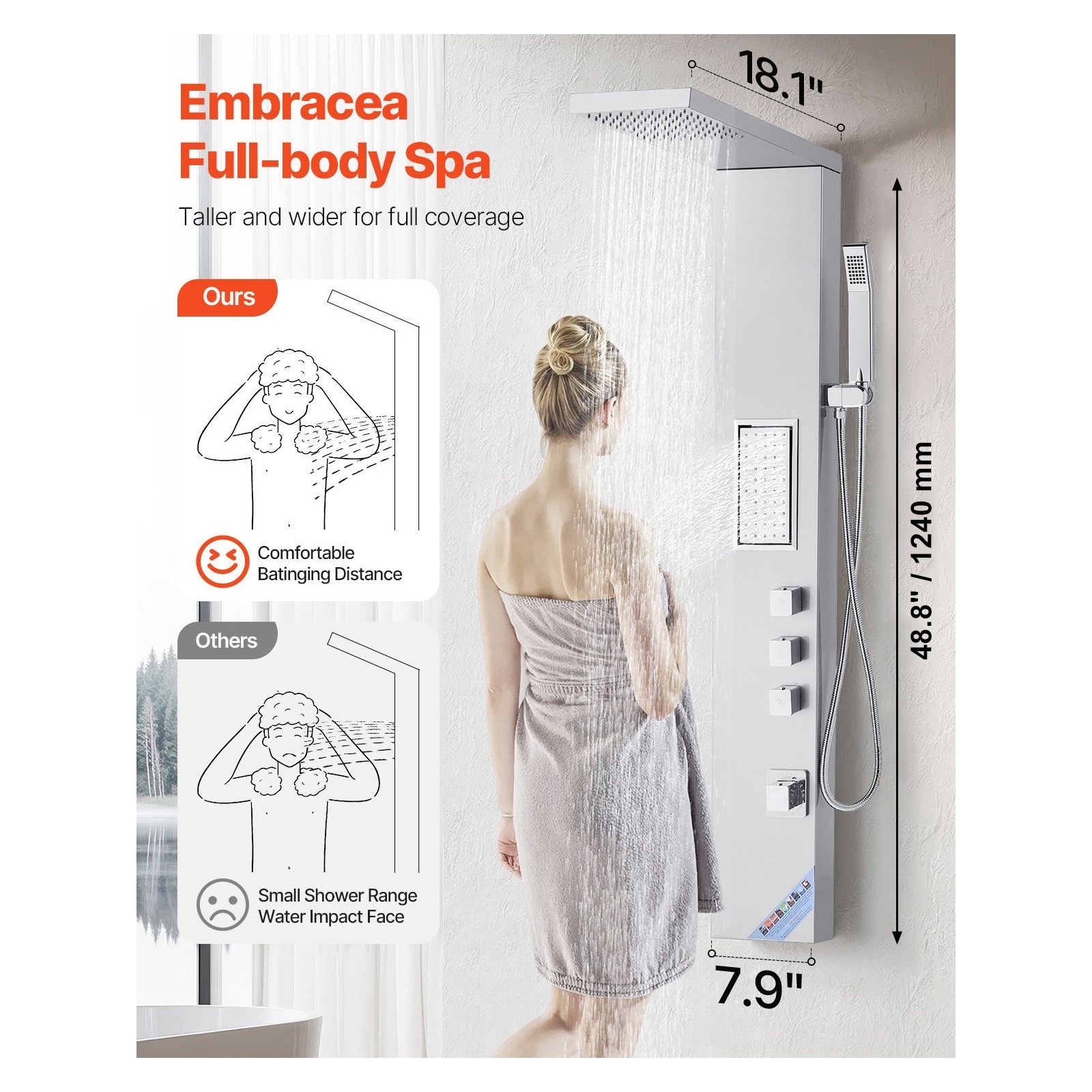 Mecale VOL-2631YU Showerhead-Bar-Panels - View #4