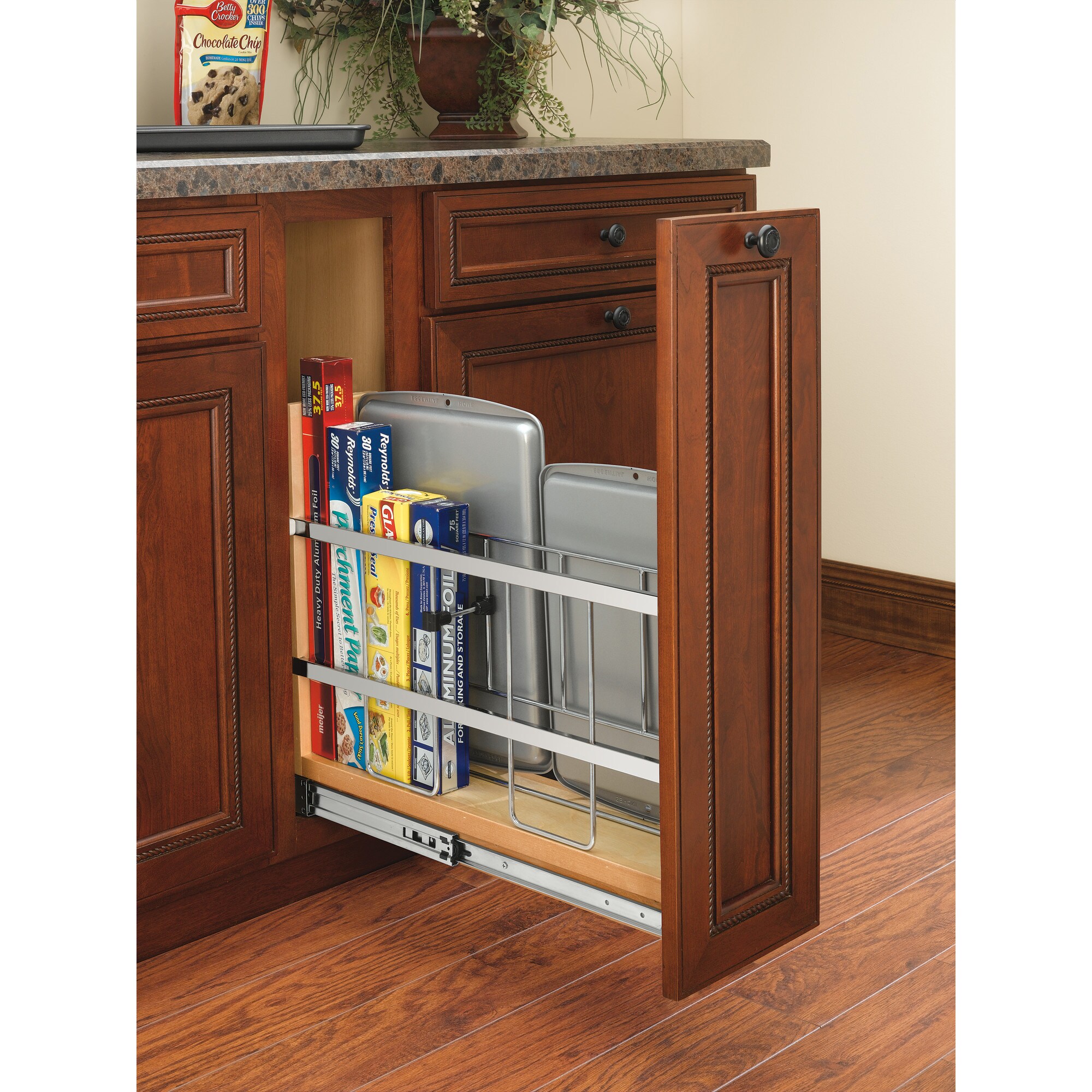Rev-A-Shelf 11.66-in W x 18.87-in H 4-Tier Cabinet-mount Wood Soft Close  Pull-out Under-sink Organizer in the Cabinet Organizers department at