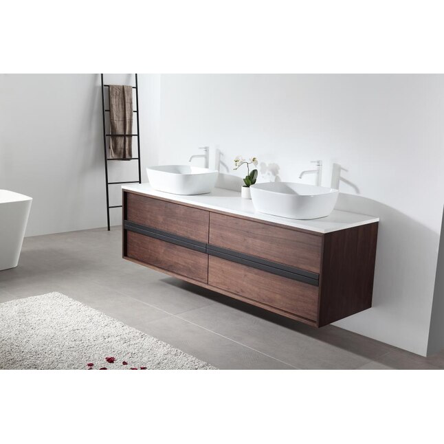 Dark Walnut Double Sink Bathroom Vanity, Contemporary Walnut Bathroom Vanity