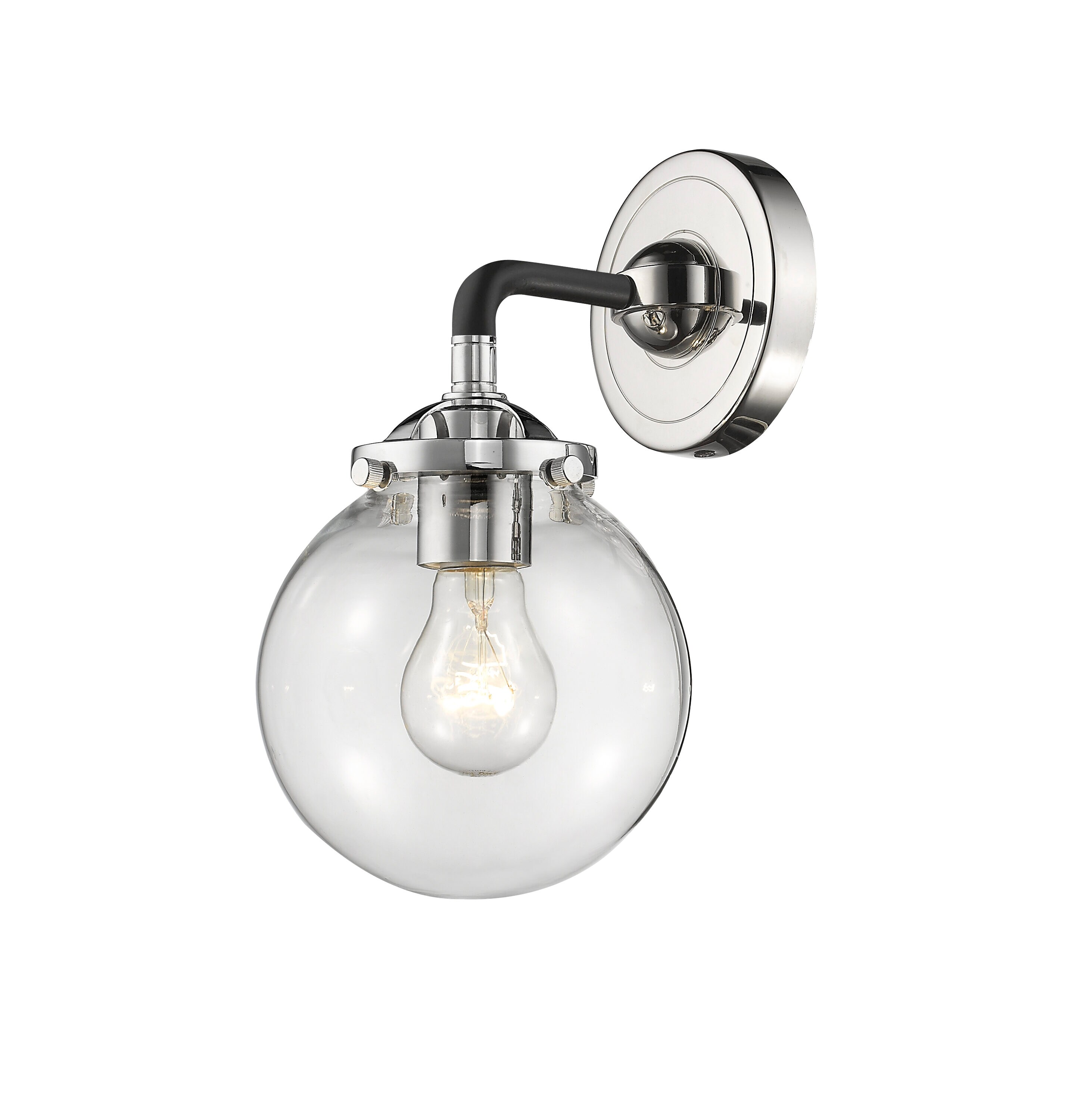 Innovations Lighting 284-1W-BPN-G202-6 Beacon 6-in W 1 -Light Polished Black Transitional Wall Sconce