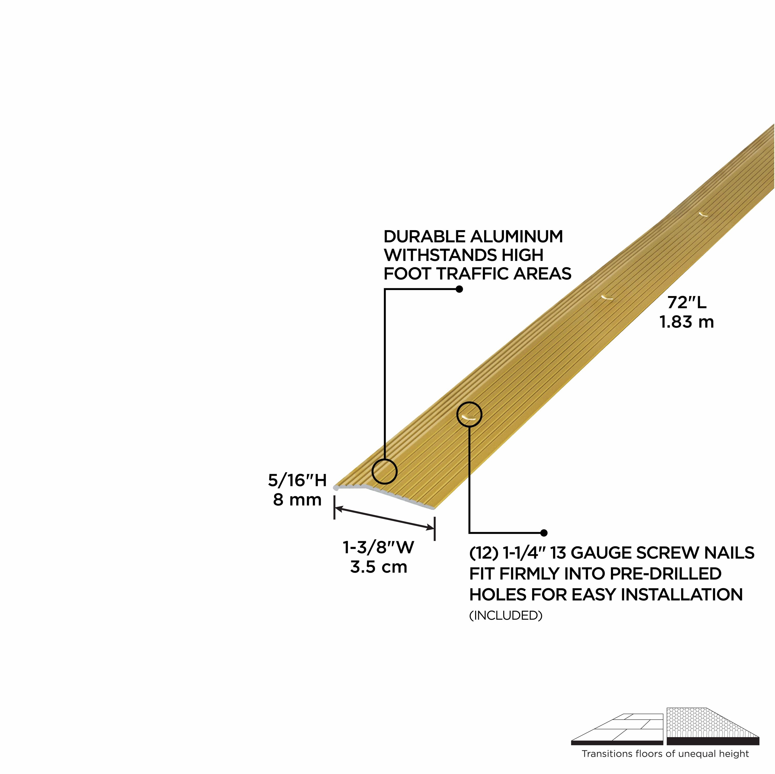 M-D Satin Brass 1-3/8 In. x 3 Ft. Aluminum Carpet Gripper