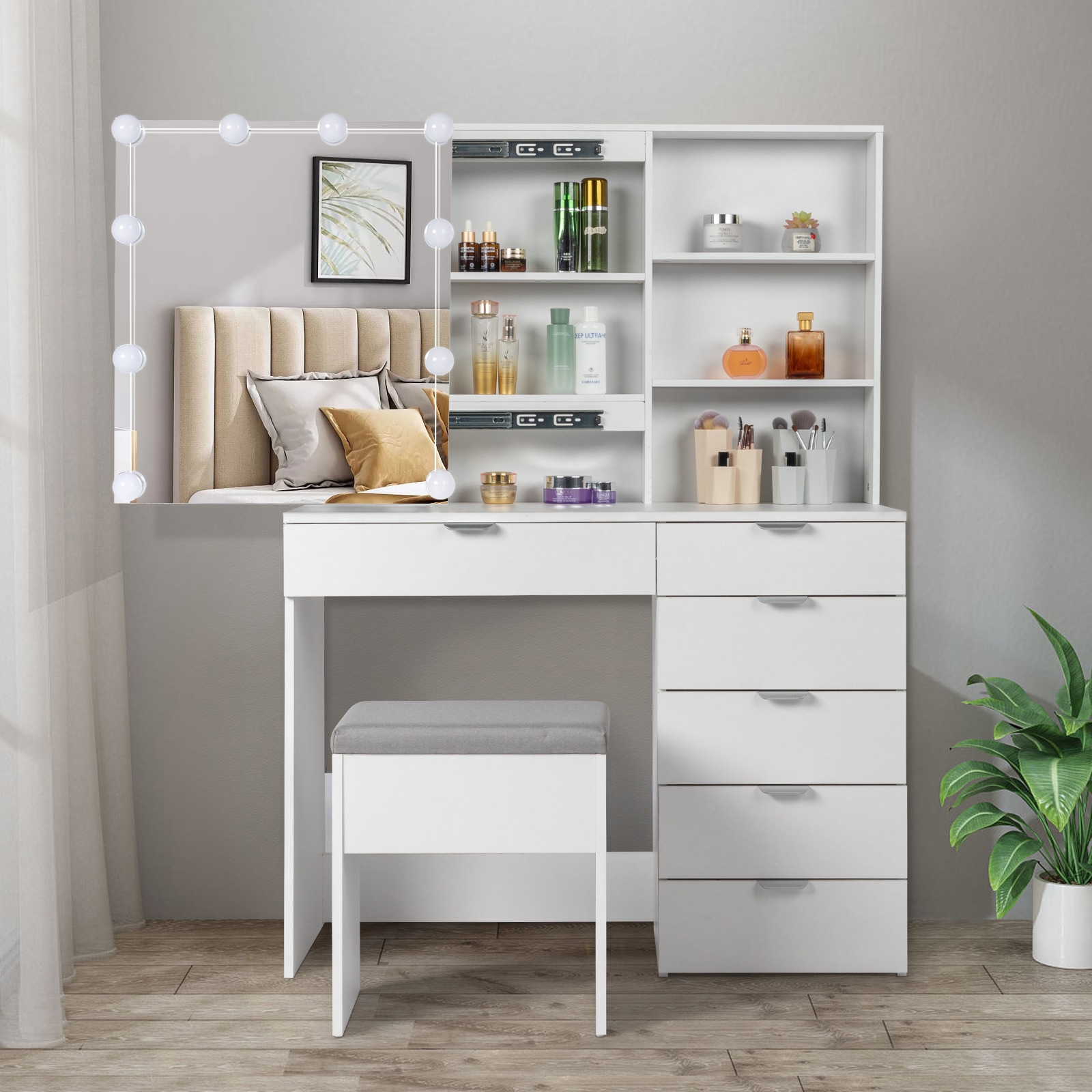 Winado LO1G52001473 39.4-Inches White Makeup Vanity