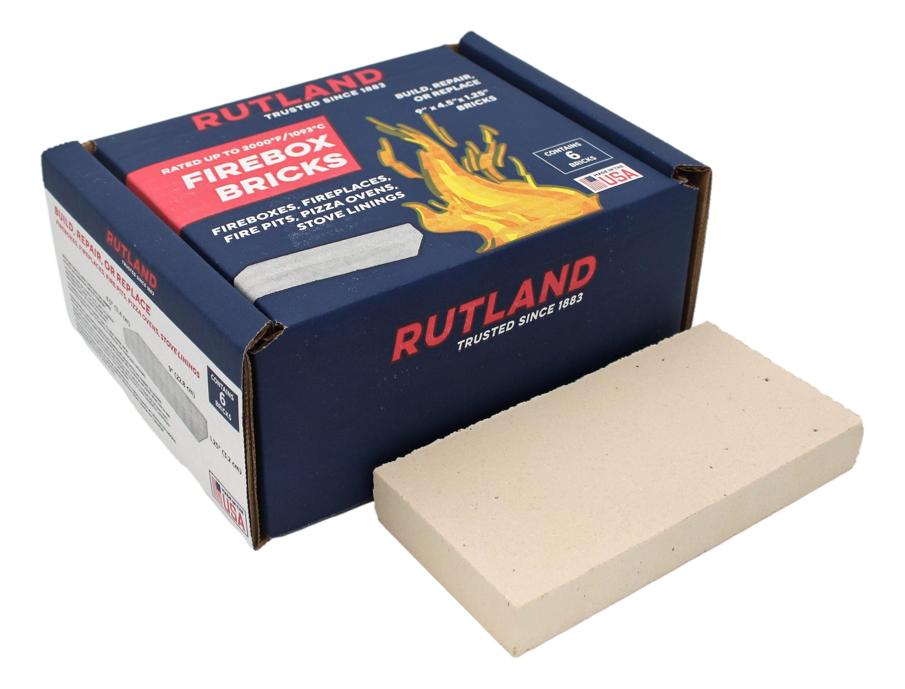 Rutland 4.5-in x 9-in Fire Box Bricks Brown/Tan Clay Brick in the Brick & Fire  Brick department at