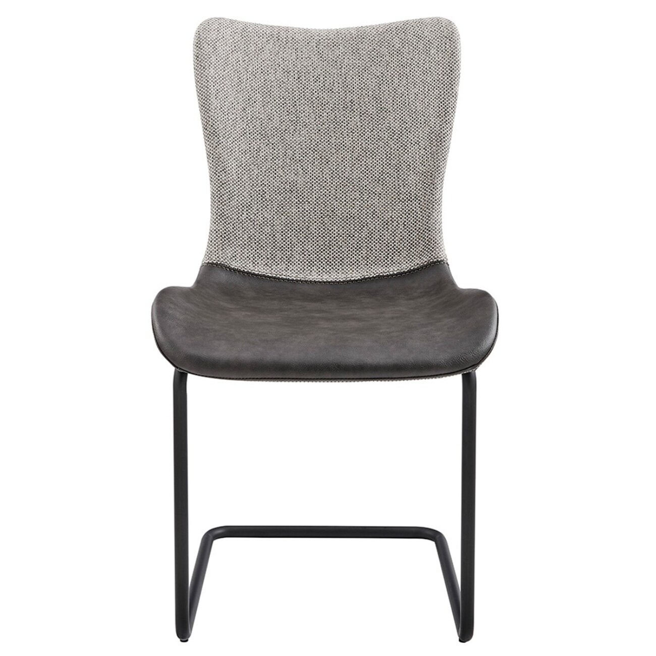 Set of 2 Contemporary/Modern Faux Leather Upholstered Dining Side Chair (Metal Frame) in Gray | - HomeRoots 4000400692