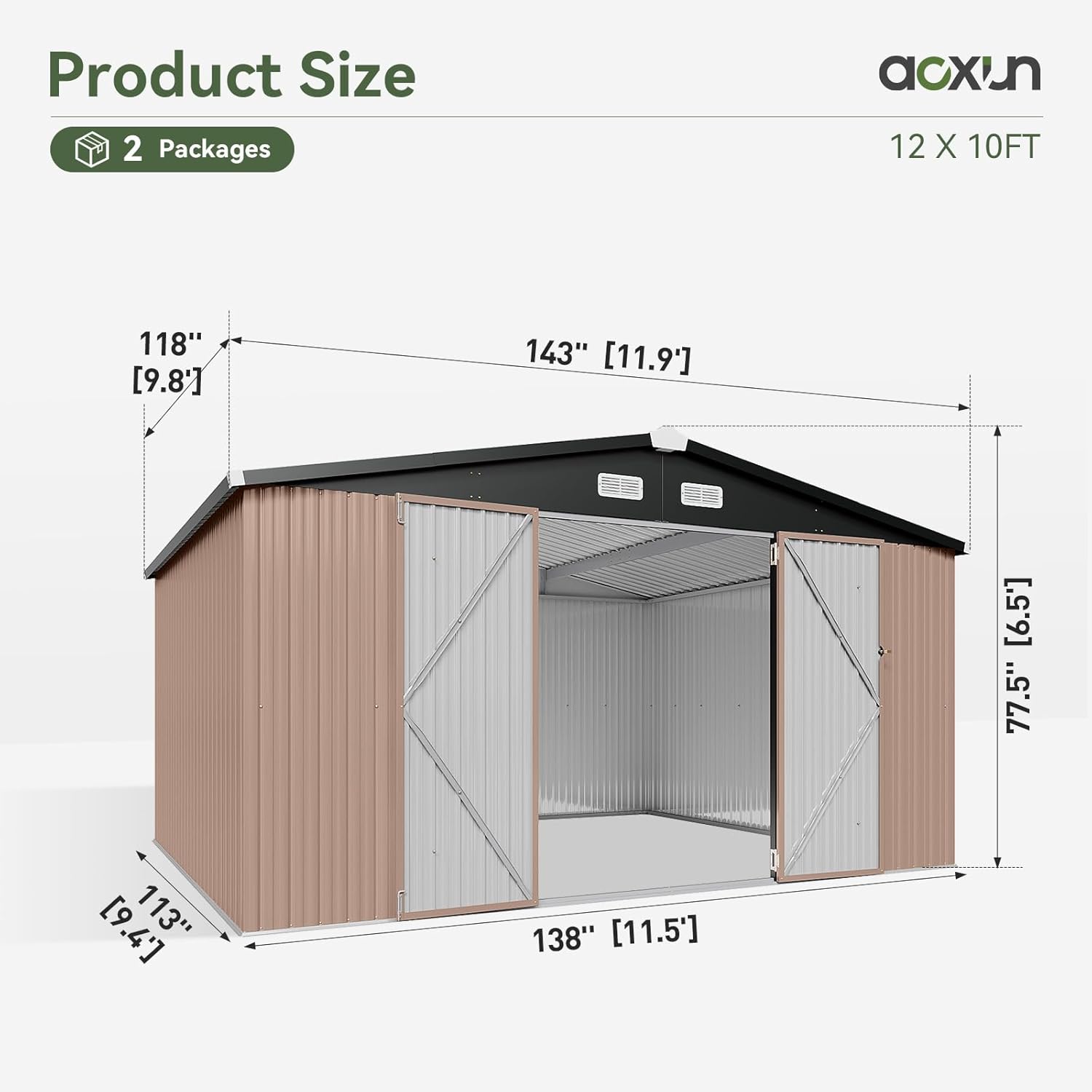 AOXUN AX-30312G Metal-Storage-Buildings-Sheds - View #7