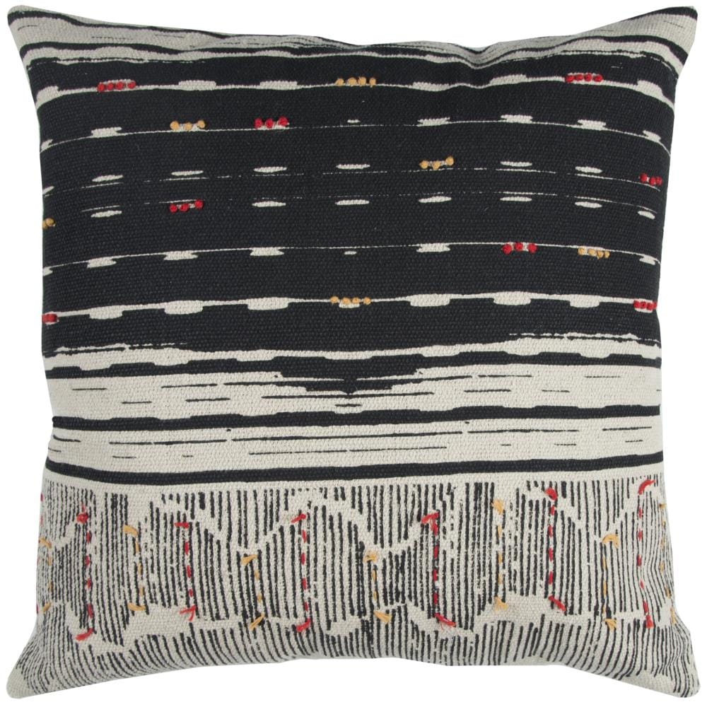 Rizzy Home T12953 Poly filled pillow 22-in x 22-in Black Square Indoor Decorative Pillow