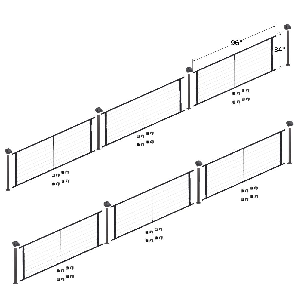Fortress Building Products 48-ft x 34-in Black Sand Steel Deck Rail Kit