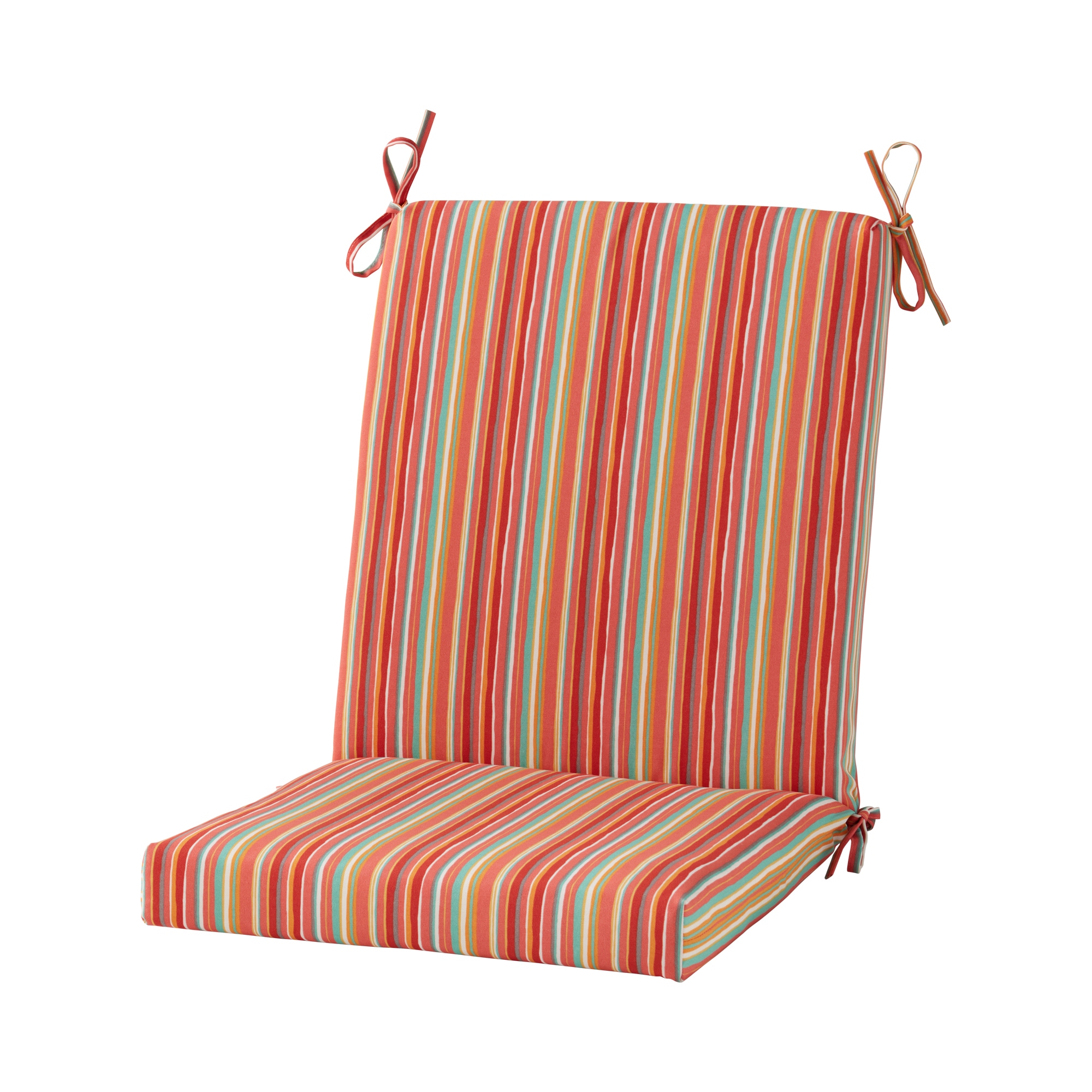 Greendale Home Fashions OP1900-WATERMELON 19-in x 20-in Watermelon Stripe High back patio chair cushion