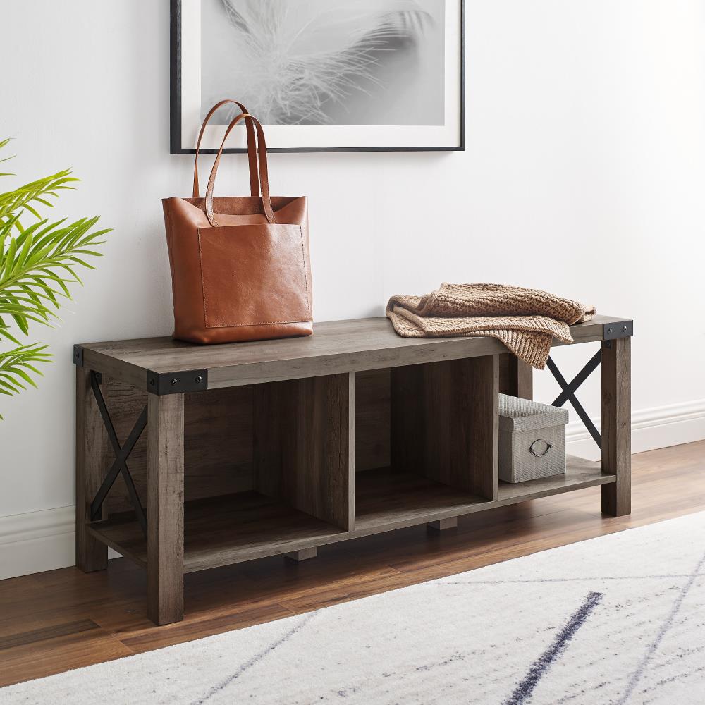 Farmhouse Gray Wash Storage Bench at Lowes.com