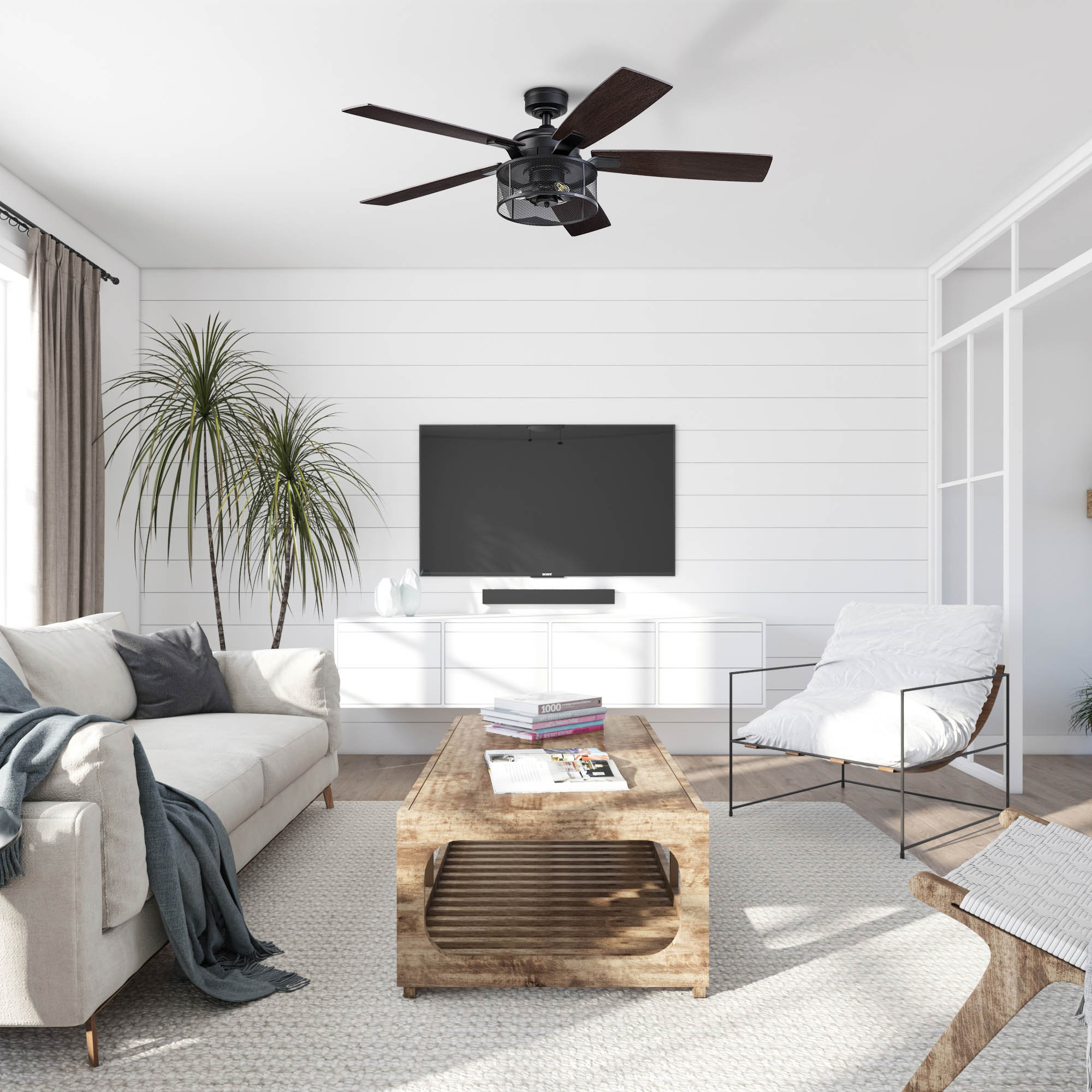 Carnegie 52" Matte Black Ceiling Fan with LED Lights and Remote