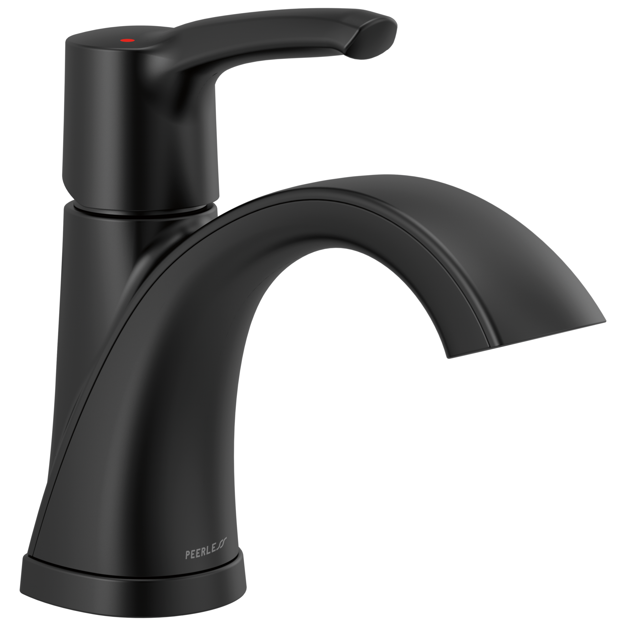 Peerless P1535LF-BL-LPU Parkwood Matte Black Single hole 1-handle WaterSense Mid-arc Residential Handle Bathroom Sink Faucet with Drain with Deck Plate