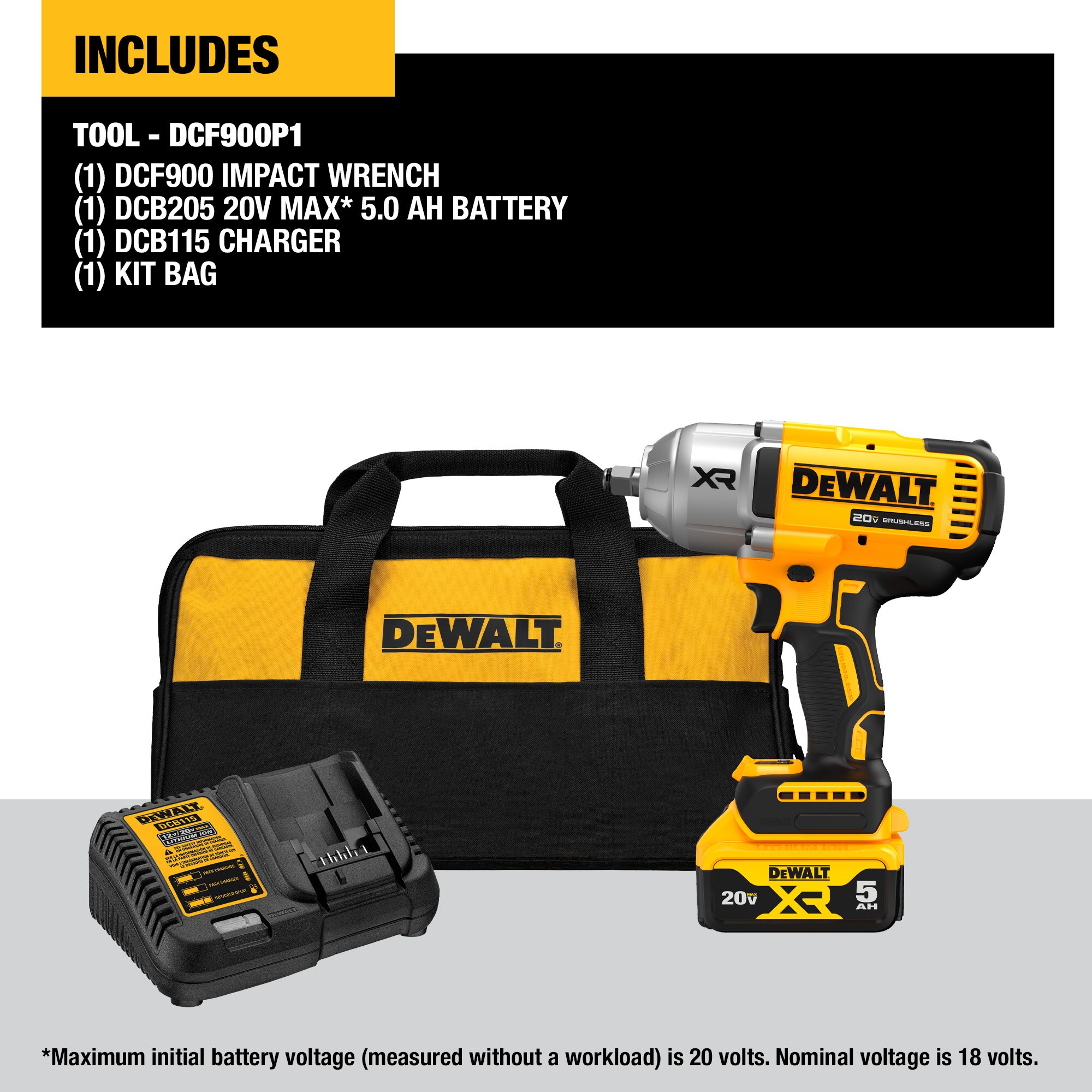 DEWALT XR 20-volt Max Variable Brushless 1/2-in Drive Cordless Impact Wrench (Battery Included)