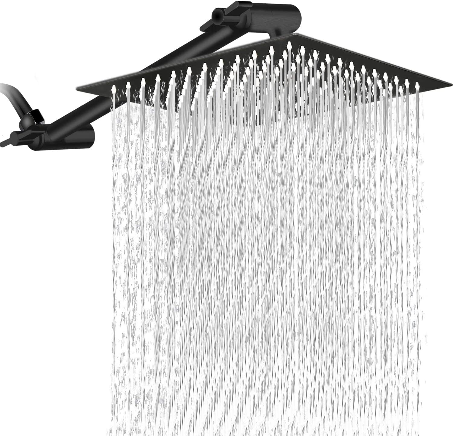 WELLFOR OB-L-9601 1.0 -Spray Matte Black 10-in Square Fixed High Pressure Rain Shower Head 2.5 GPM