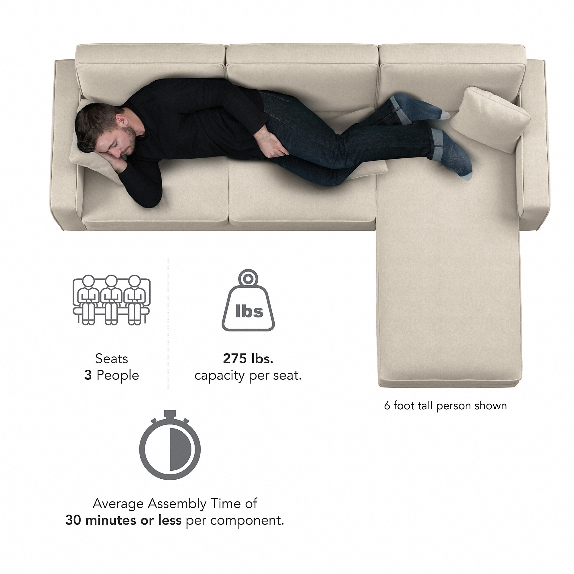 Bush Furniture SNY102SCRH-03K Sofas-Loveseats - View #7