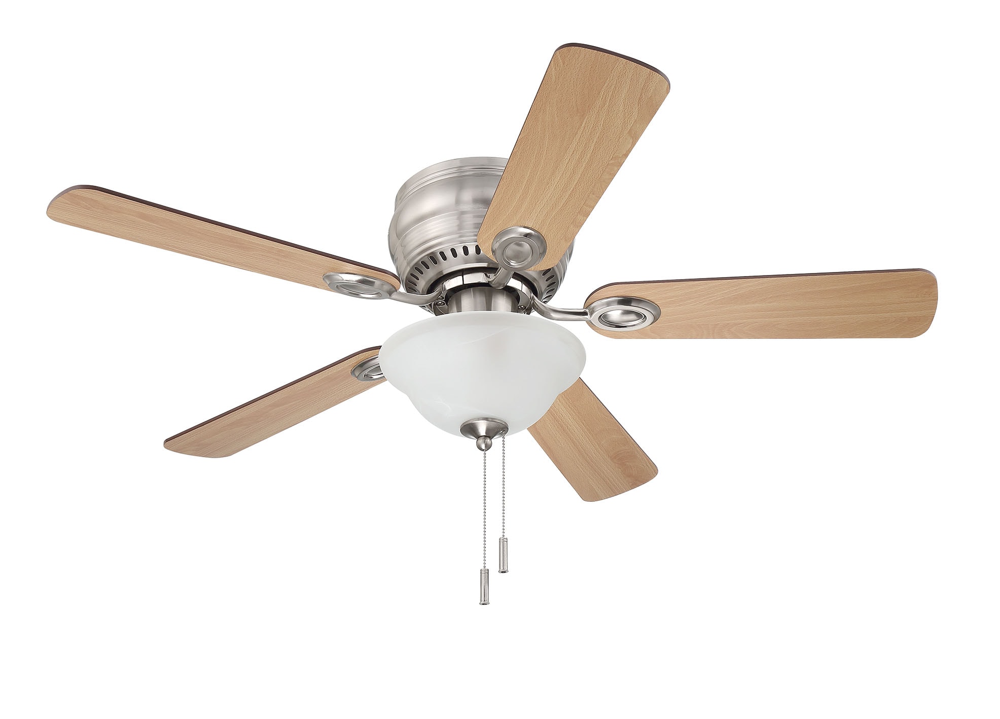 Harbor Breeze Mayfield 44-in Brushed Nickel Indoor Flush Mount Ceiling Fan  with Light (5-Blade)