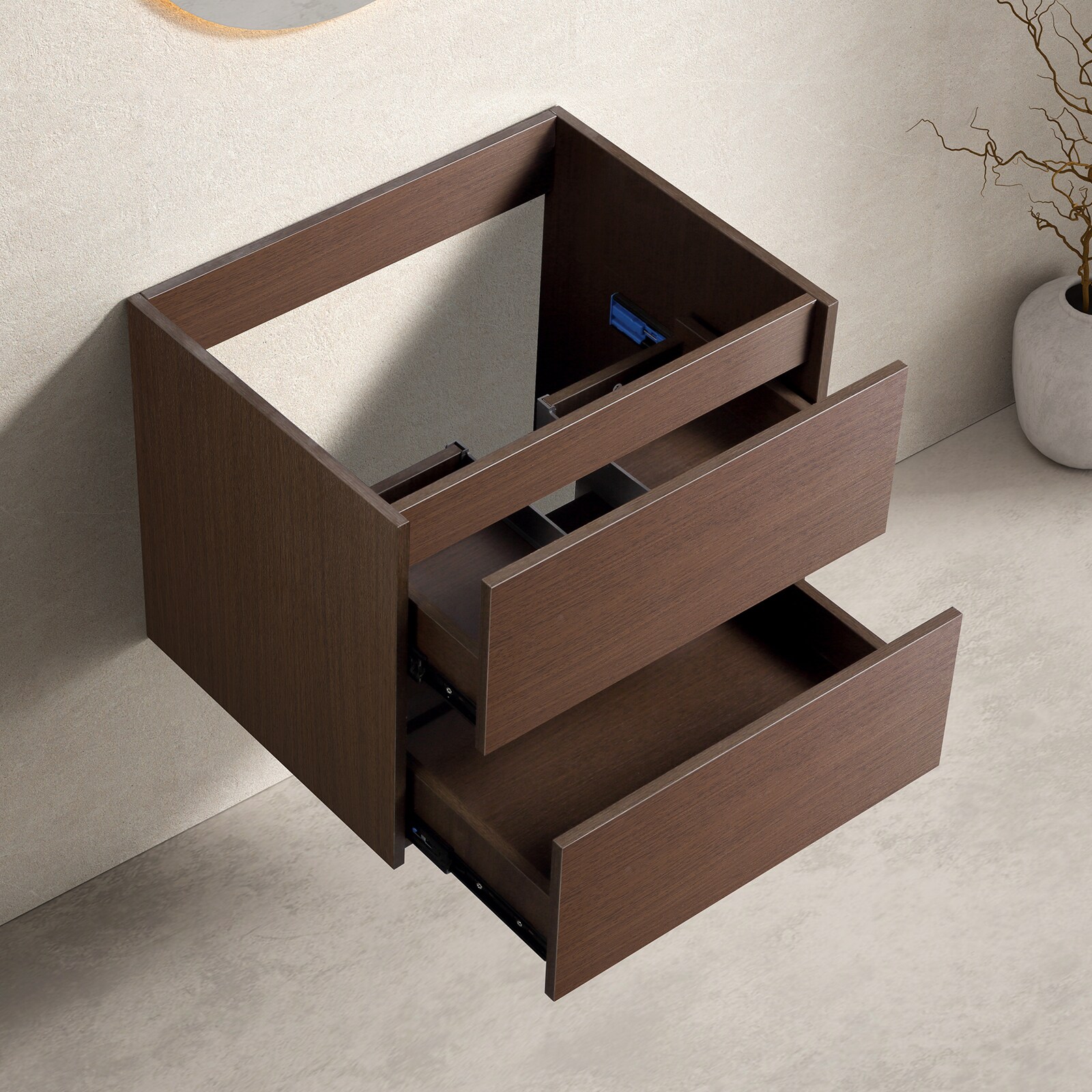 GDFStudio Jasmine Modern Sleek 24 in. Wall-Mounted Bathroom Vanity Base ...