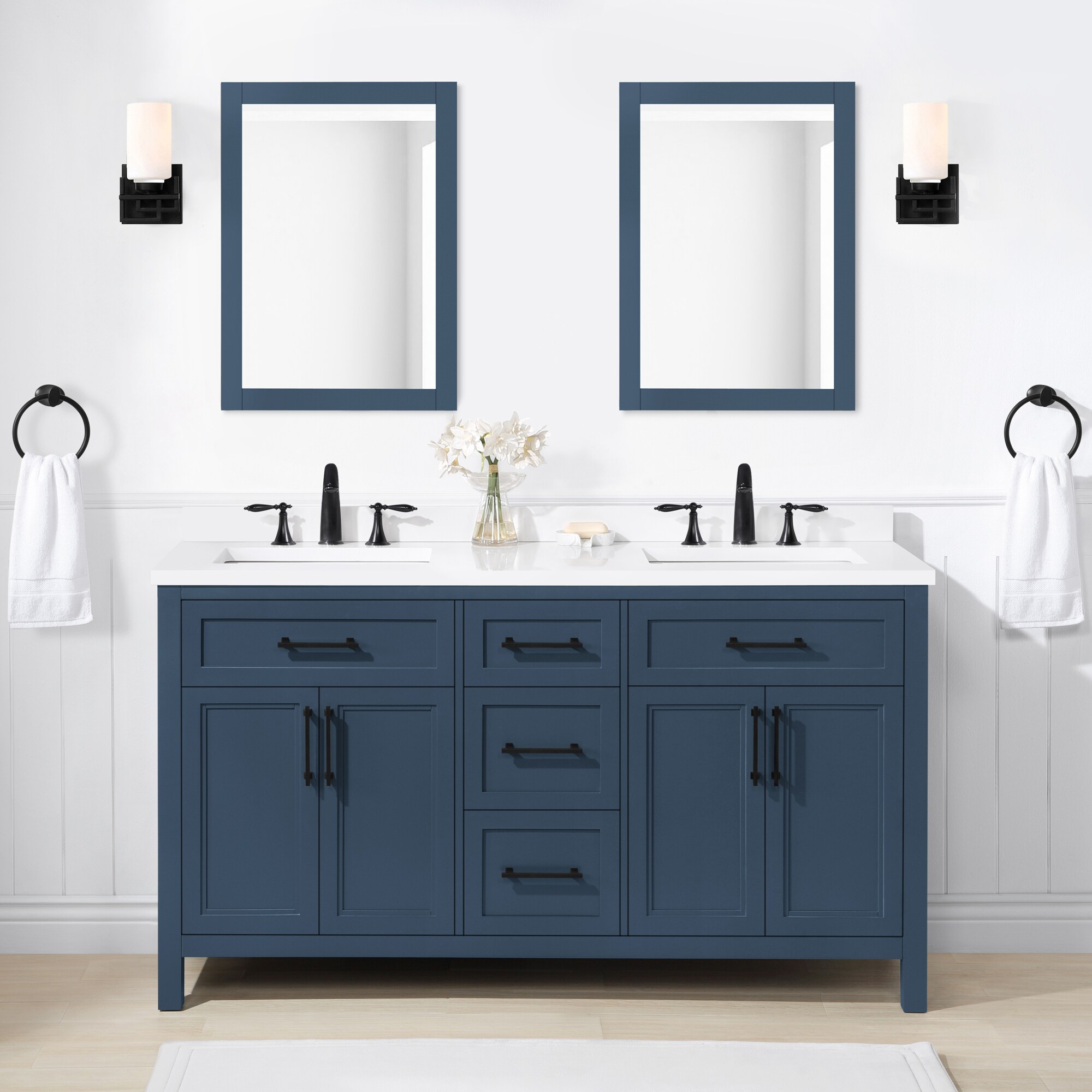 allen + roth Brinkhaven 60-in Grayish Blue Undermount Double Sink ...