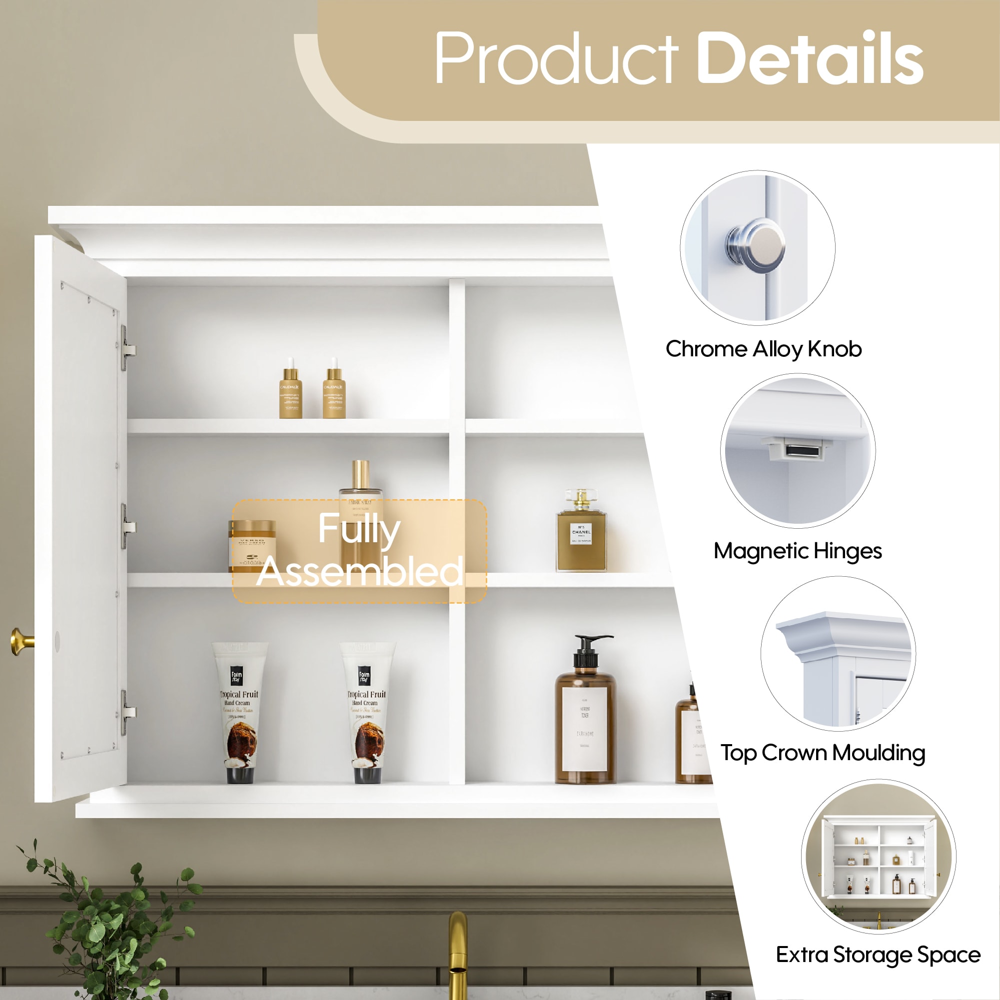 CALVON WMBFL36W Bathroom-Medicine-Cabinets - View #4