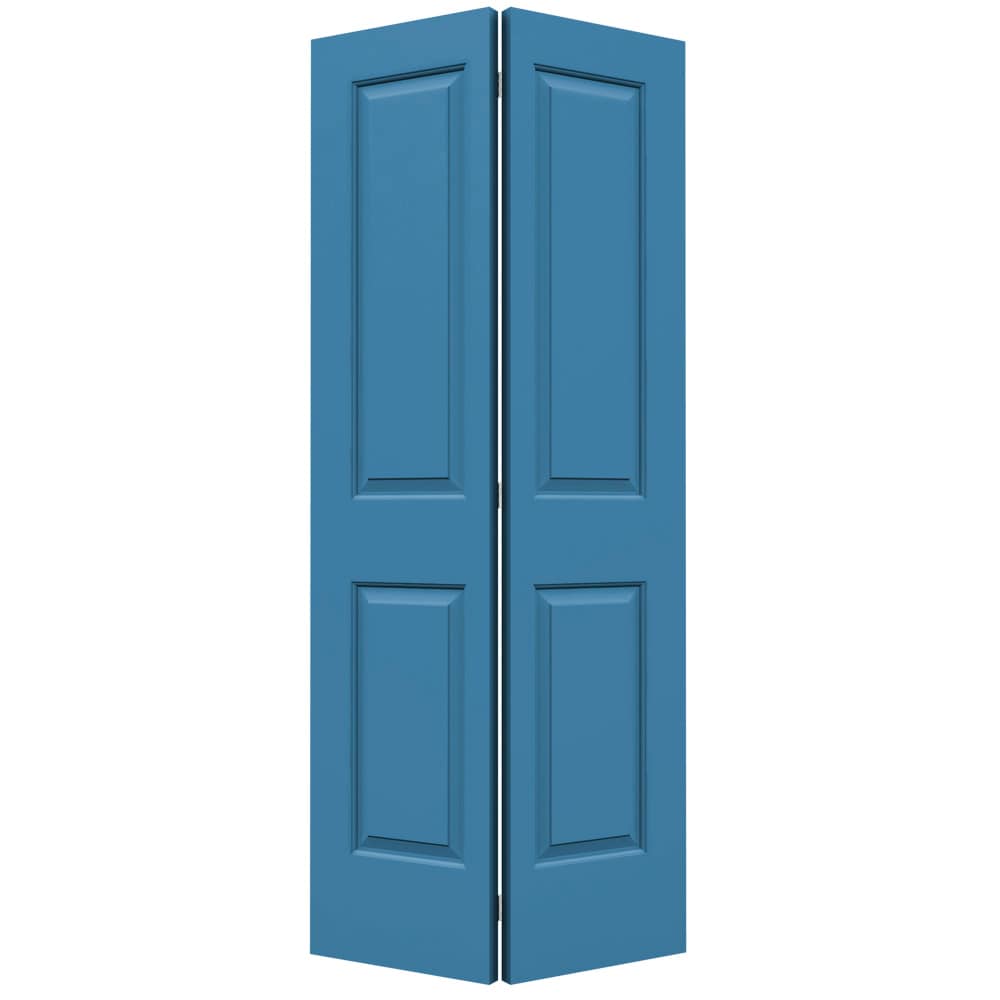Cambridge 36-in x 80-in Blue Heron 2-panel Square Hollow Core Prefinished Molded Composite Bifold Door Hardware Included | - JELD-WEN LOWOLJW160000076