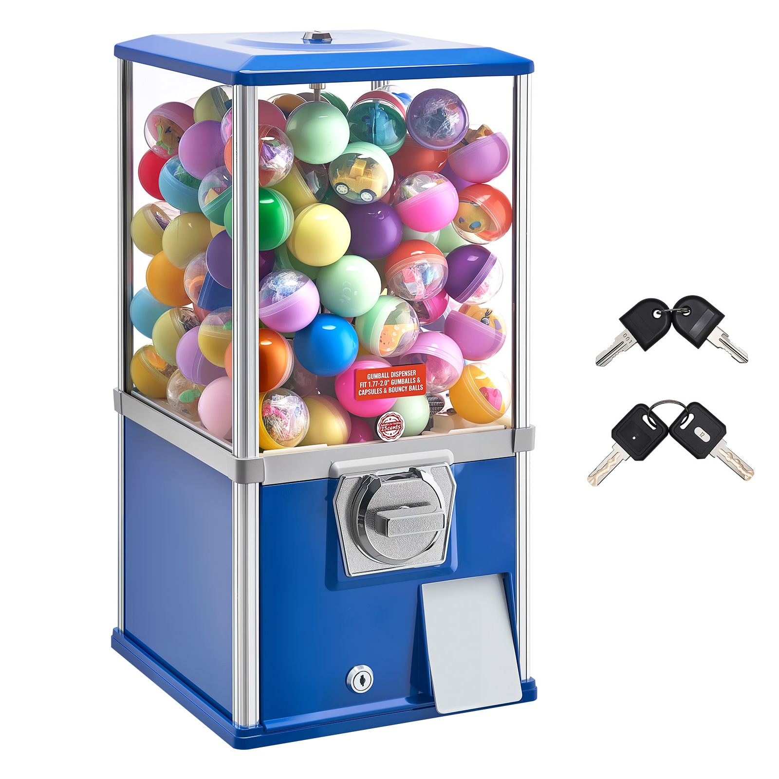 VEVOR Gumball Machine 21 inch Height Candy Vending Machine Dispenser 25-Cent Vending Machines for Shopping Malls Supermarkets Amusement Parks Arcades Holds Up to 180 1.77 inch Spherical Candies