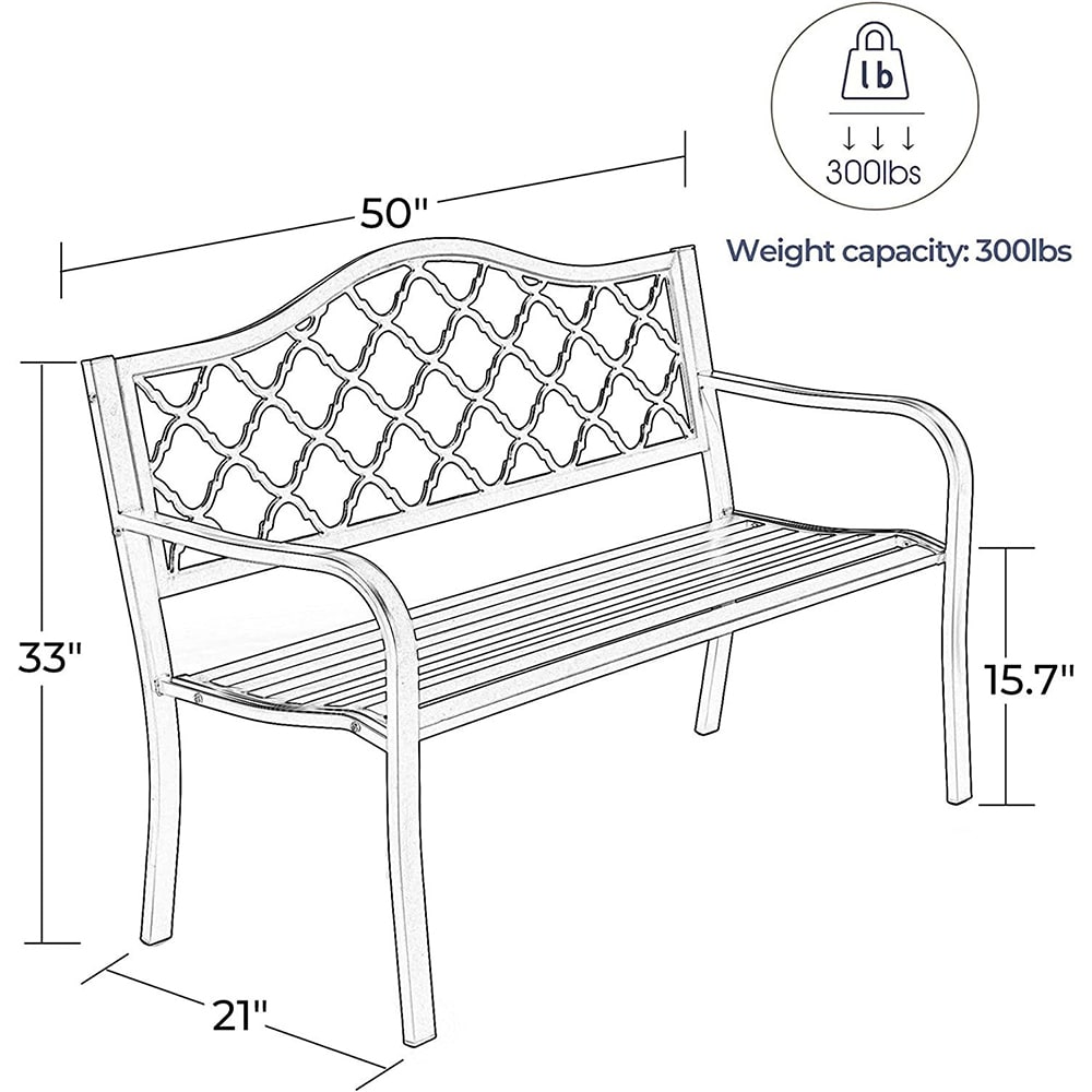 Topcraft Patio Bench 50-in W x 33-in H Brown Steel Garden Bench in the ...