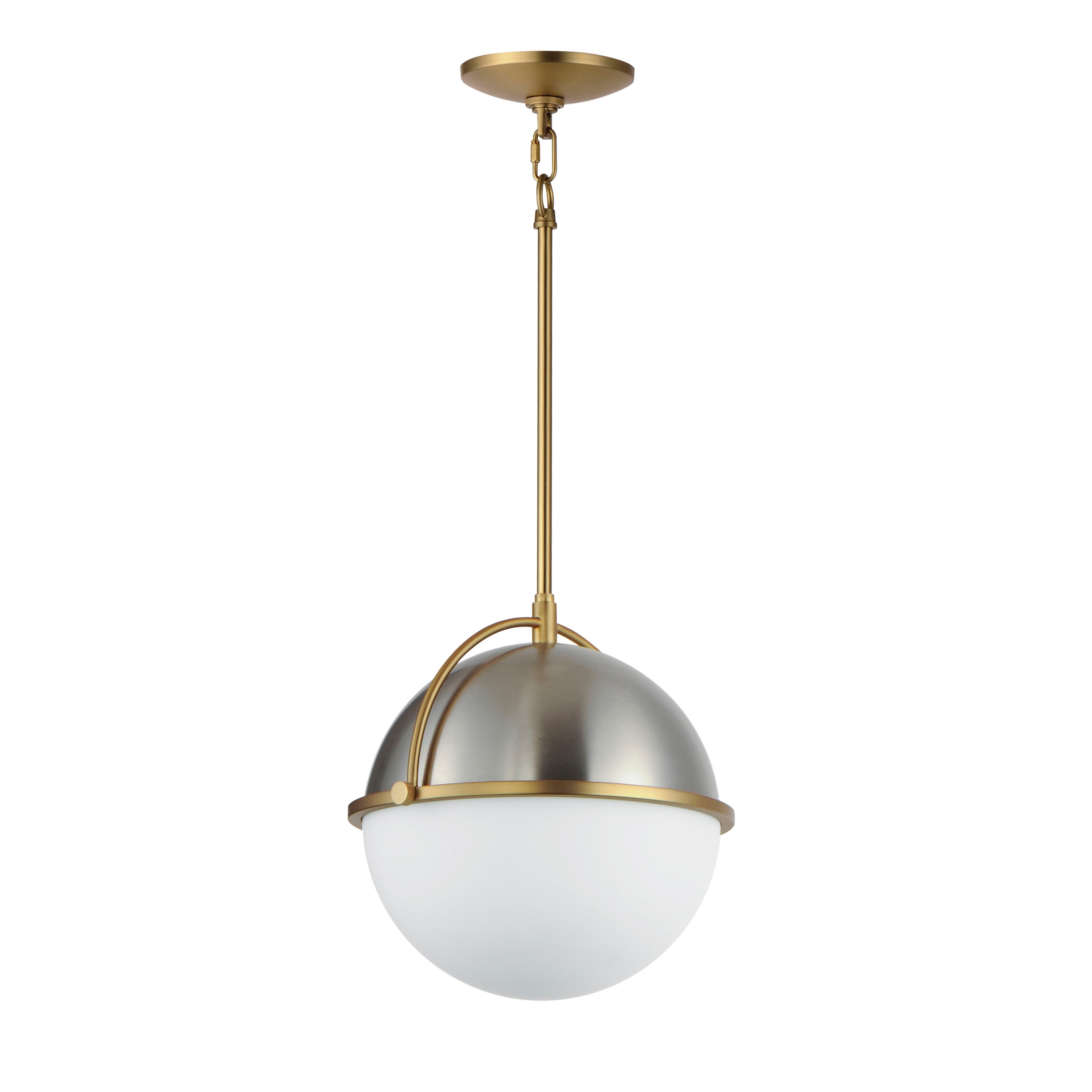 Maxim Lighting Duke 1 -Light Satin nickel / satin brass Transitional Opal glass Globe Small Hanging Pendant Light