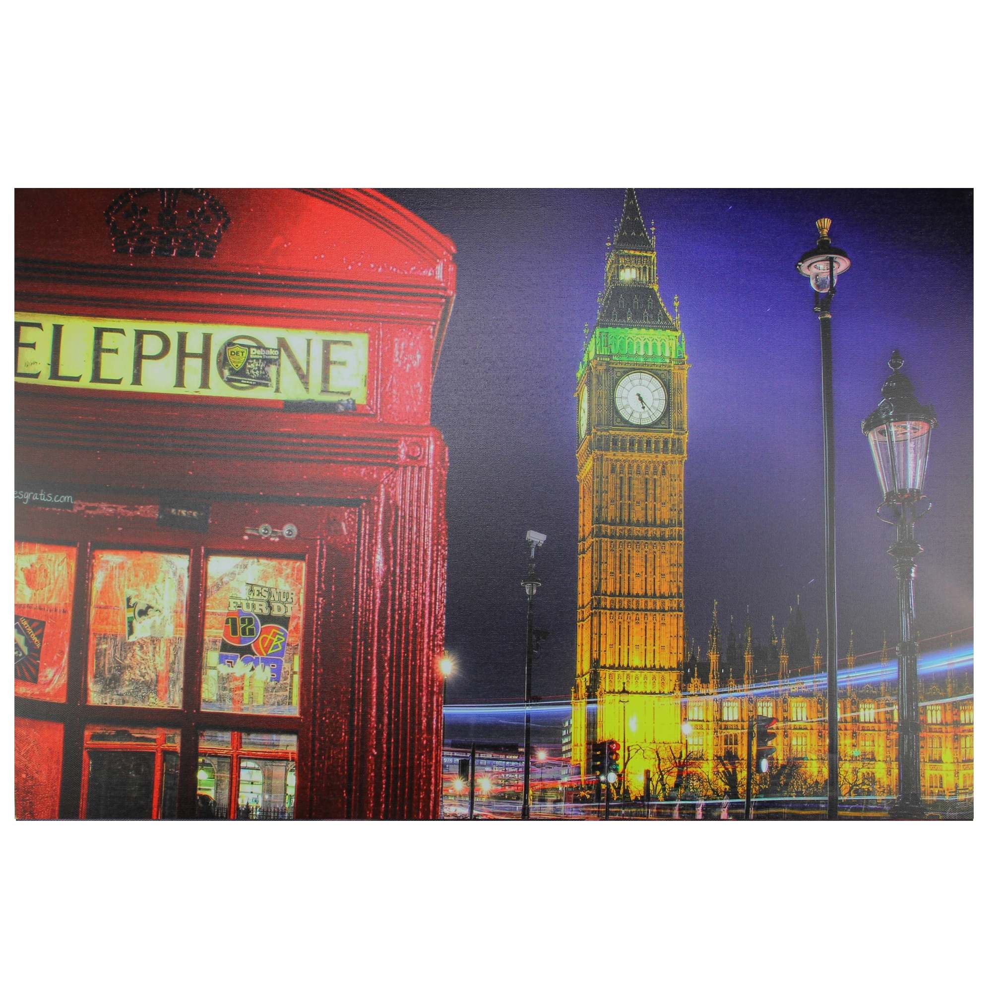 Northlight LED Lighted Famous Big Ben and Red Telephone Box London Canvas Wall Art - 15.75 inch x 23.5 inch