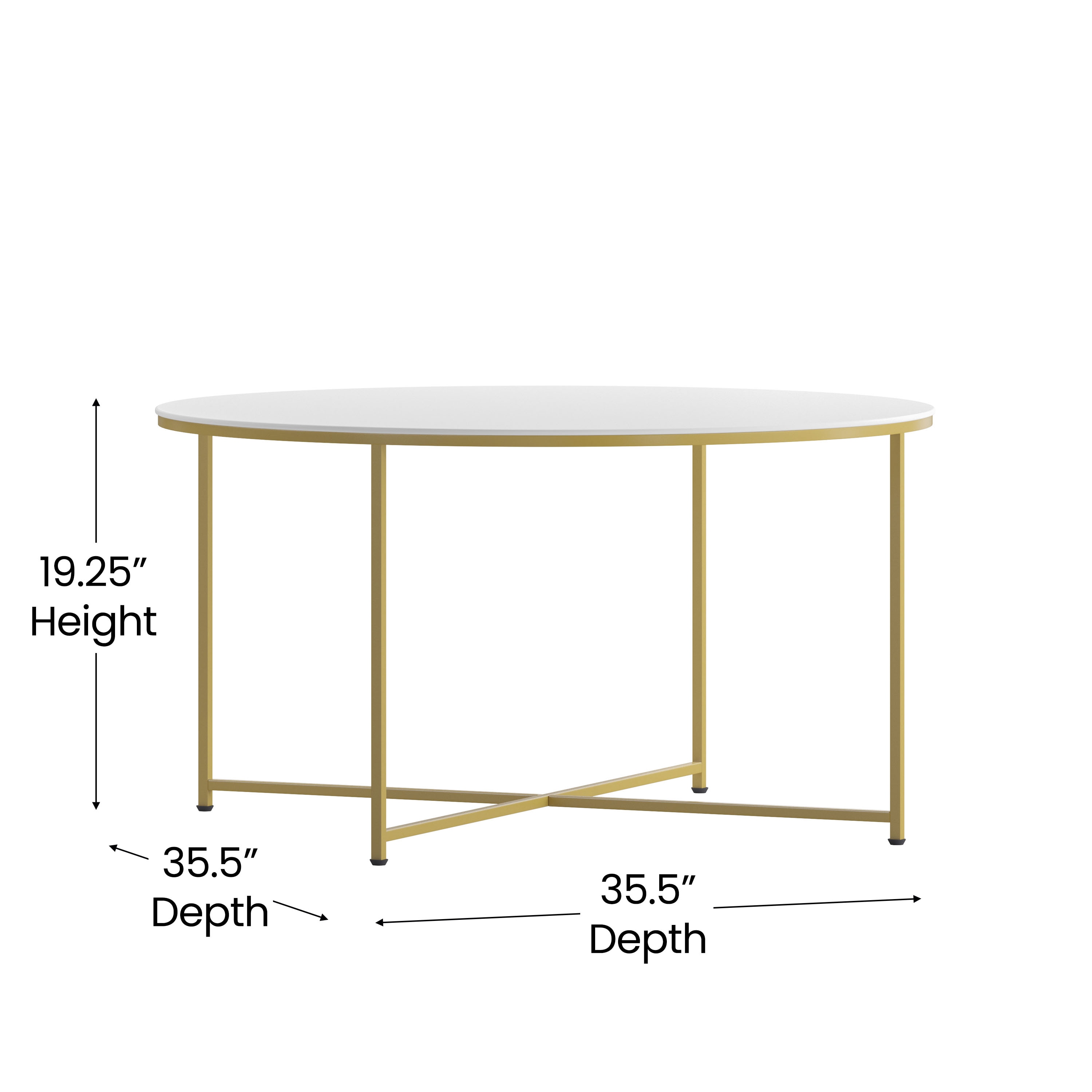 Hampstead Matte Gold and White Round Wood & Metal Coffee Table