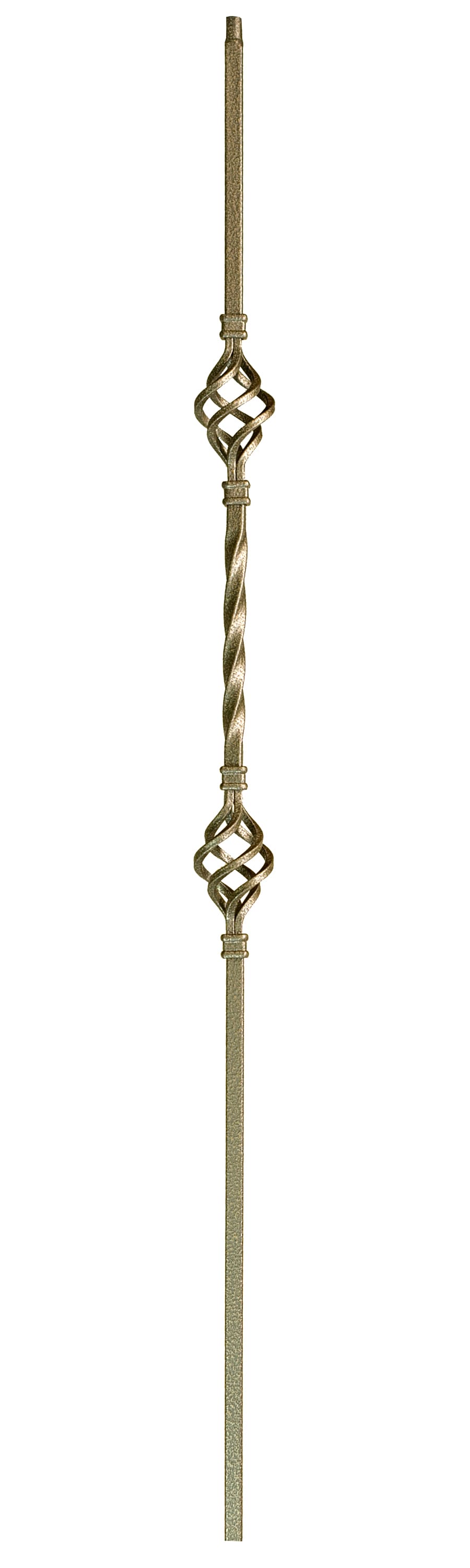 WM Coffman 800970 44-in x 0.5-in Antique Bronze Wrought Iron Pin Top Double Basket Stair Baluster