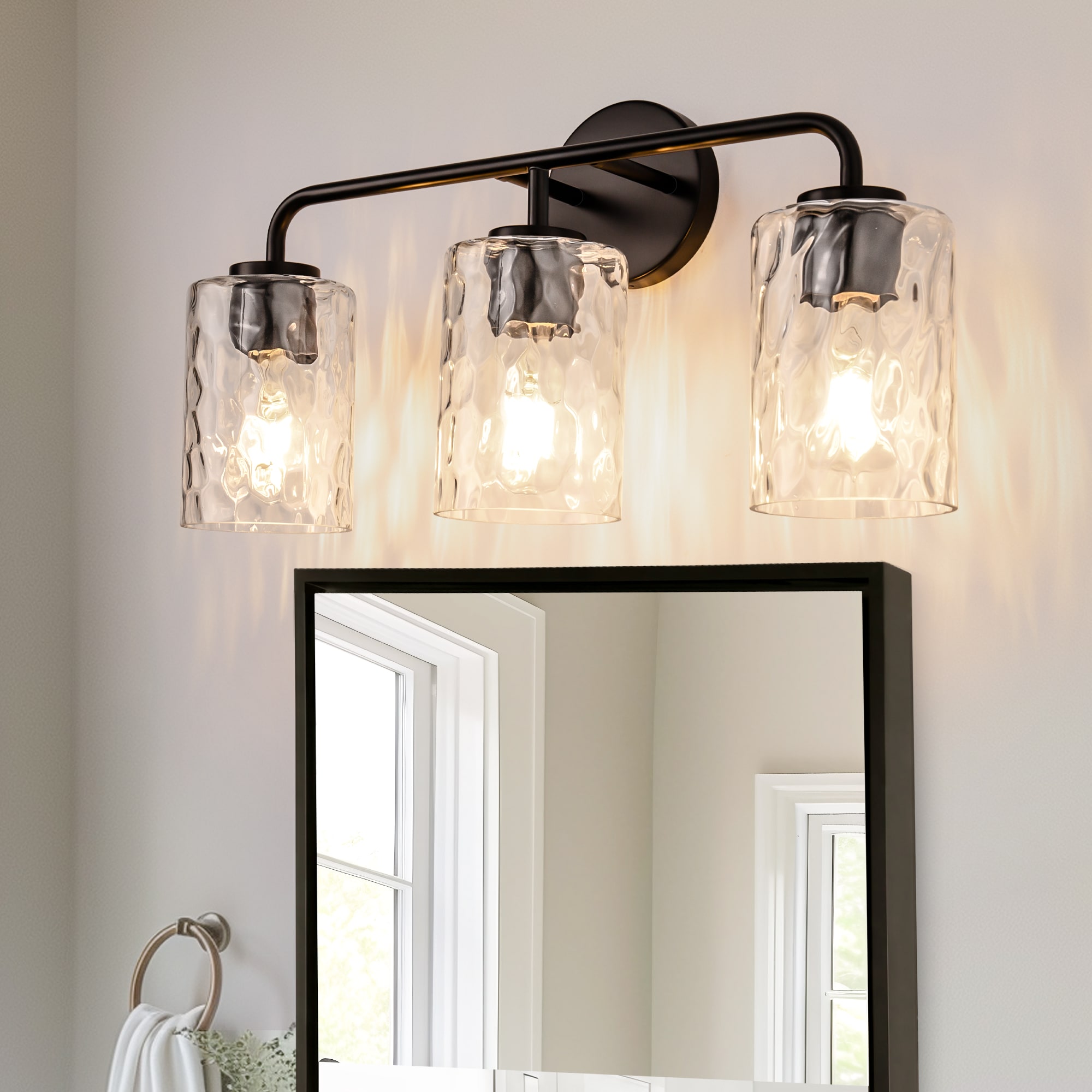 YANSUN LA-ZD-JQ13401CBL-11 20.93-in 3 -Light Matte Black Industrial Vanity light