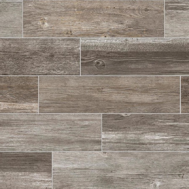 Style Selections Woods French Gray 6-in x 24-in Glazed Porcelain Wood Look  Floor Tile in the Tile department at Lowes.com