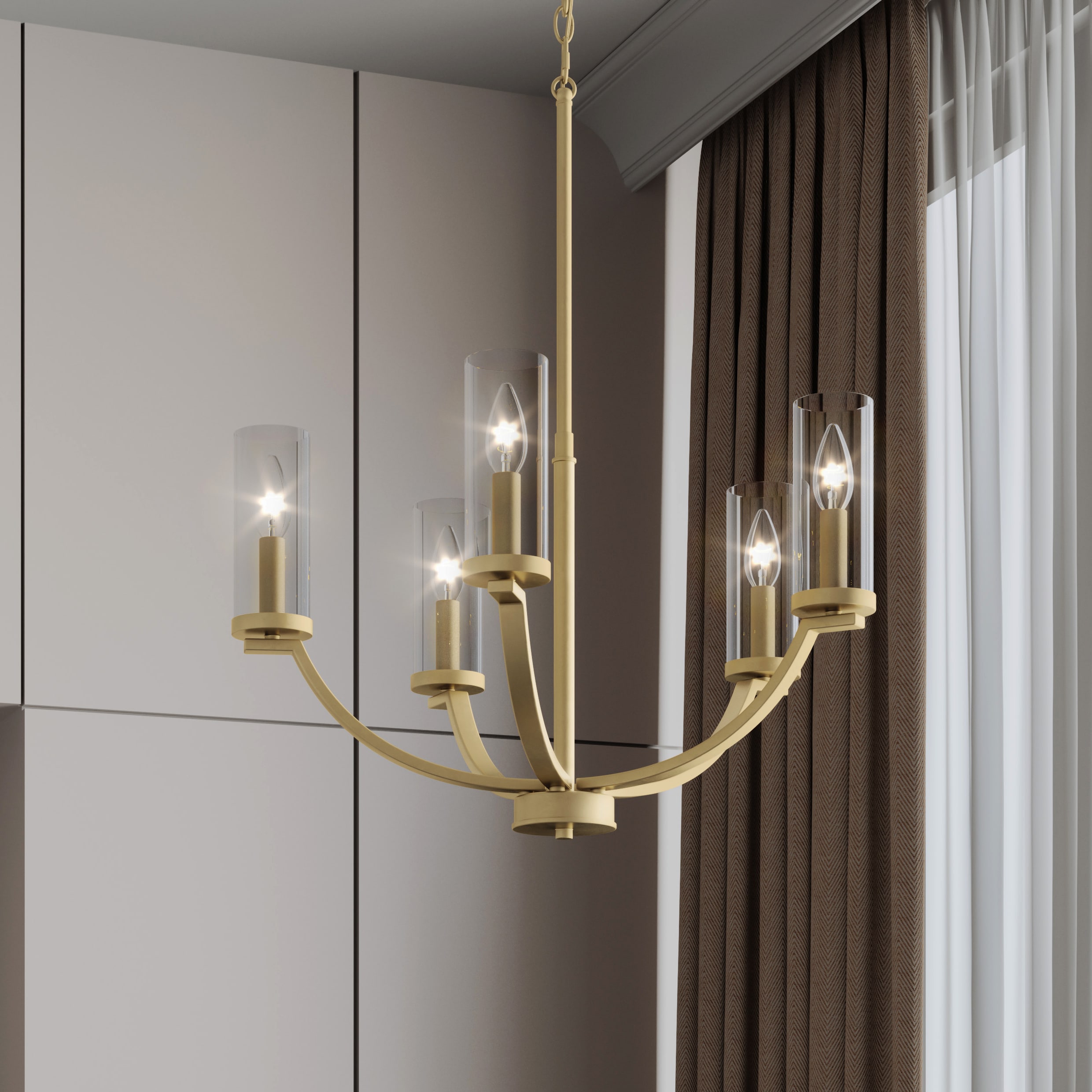 Quoizel LWS6737A1 Baylor 5 -Light Brushed Gold Transitional For Use in Bathrooms, Bedrooms, Dining Rooms, Foyers, Kitchens, Living Rooms Chandelier
