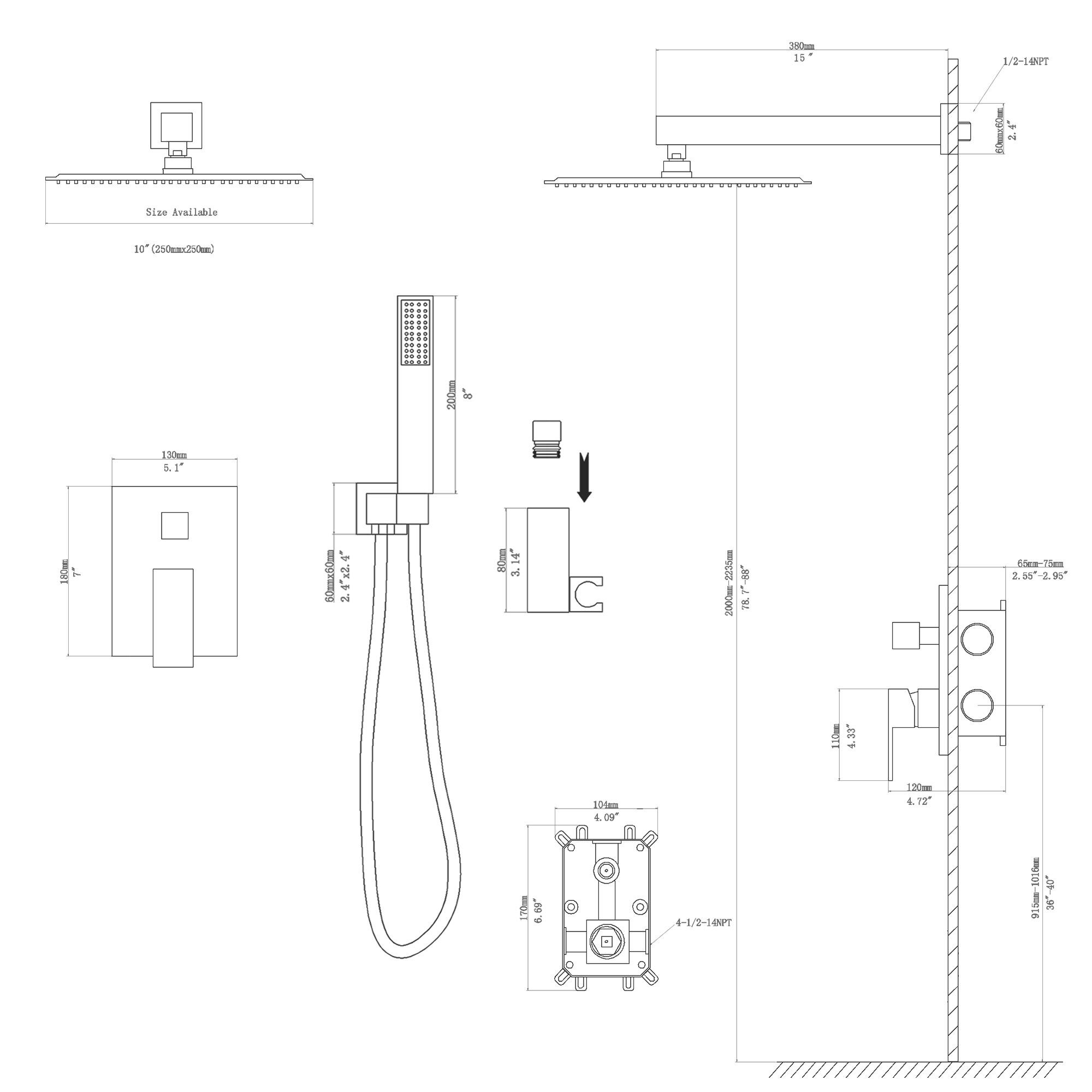 JUSHUA WXY-HEYEZ8 Showerhead-Bar-Panels - View #5