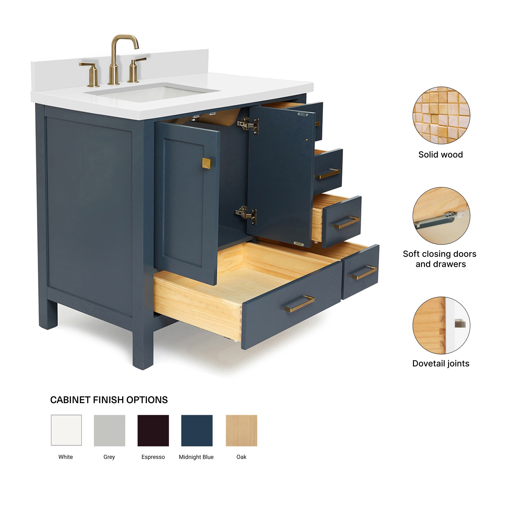 ARIEL A037SLWQRVOMNB Bath-Vanity-Combo - View #5