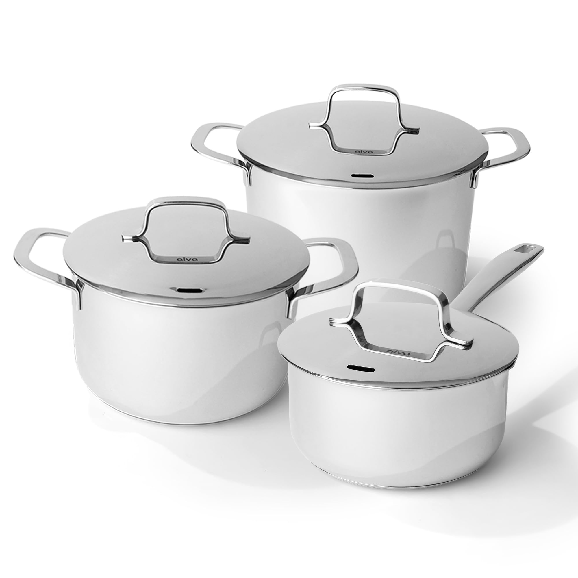 alva Maestro 6-Piece Stainless Steel Pot Set w/ Lids Non Toxic and Oven Safe #MAESTRO-6PC-POT-SET